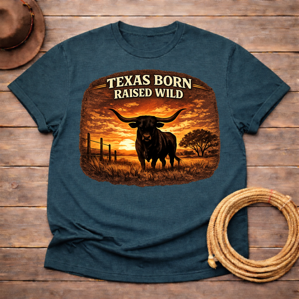 Texas Born Longhorn Sunset T-shirt