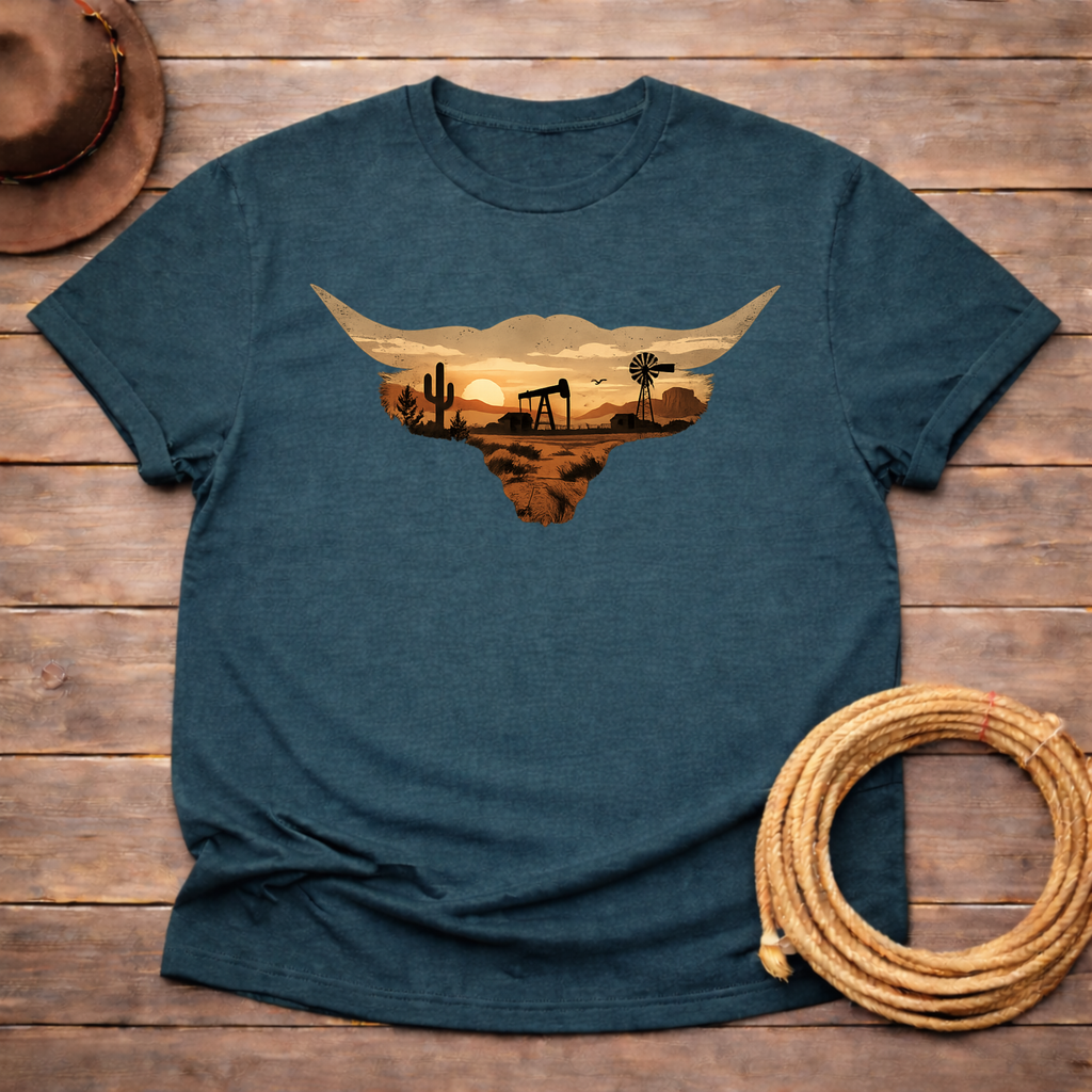 Longhorn Oil Rig Sunset T-shirt