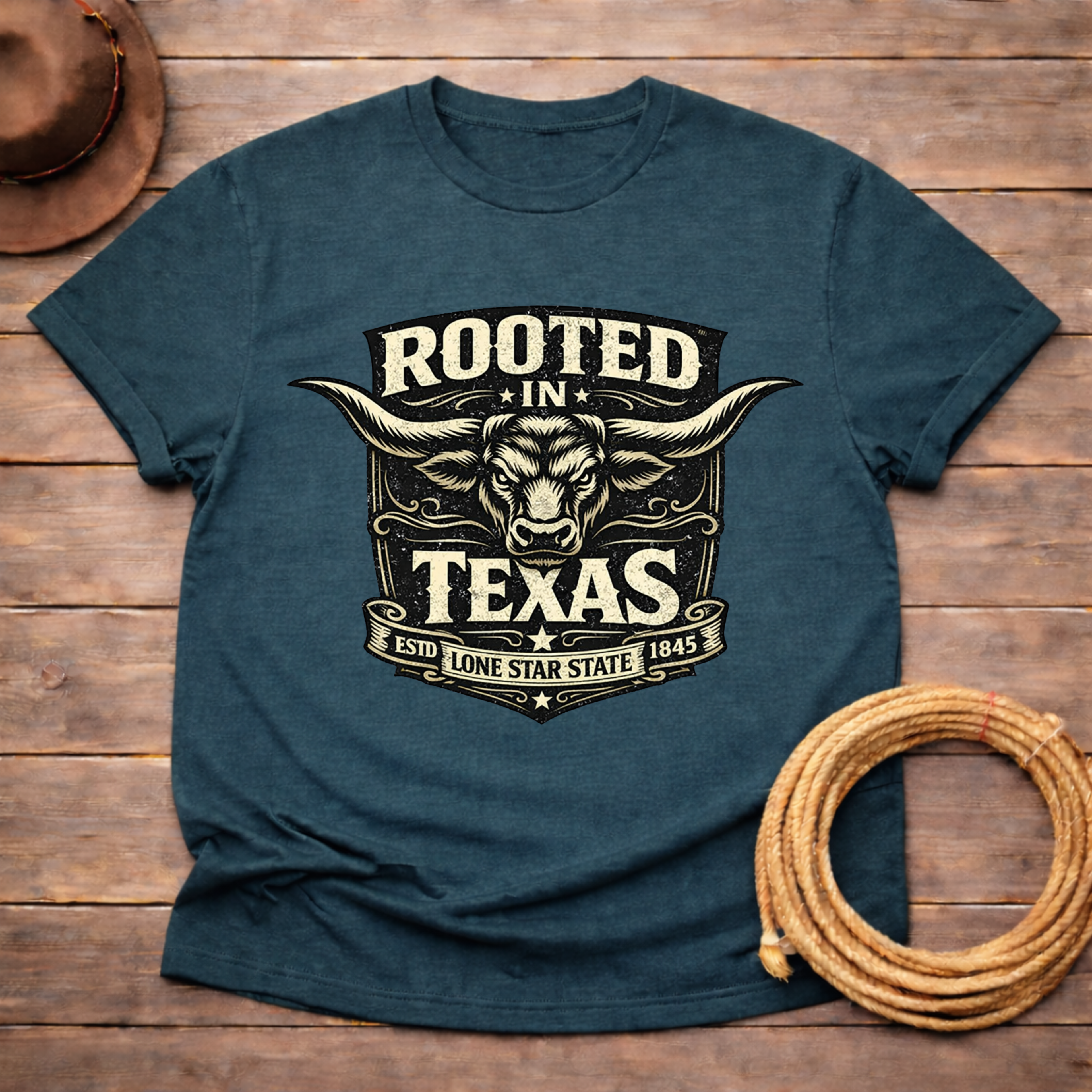 Rooted in Texas Longhorn Badge T-shirt