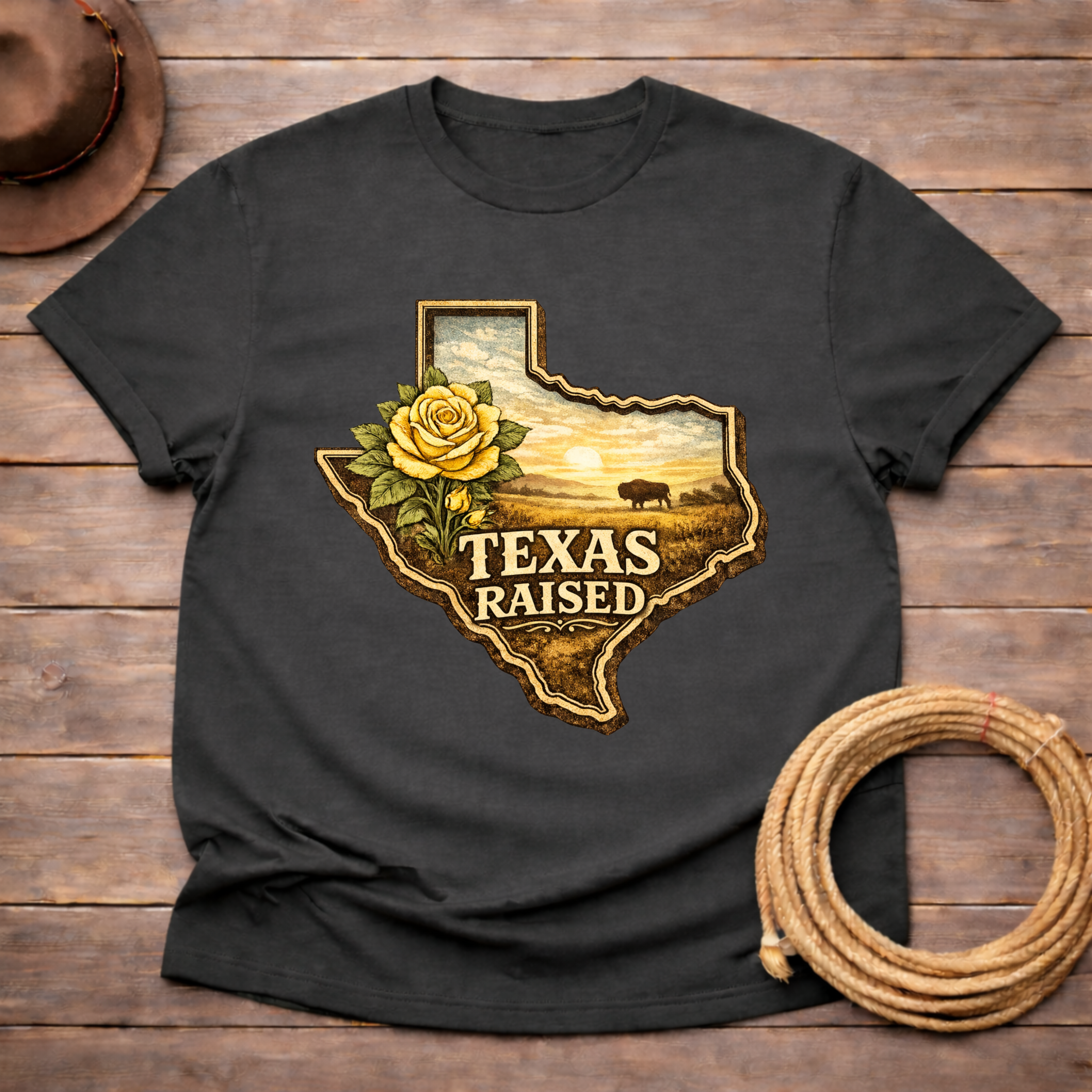 Raised in Texas Yellow Rose T-shirt