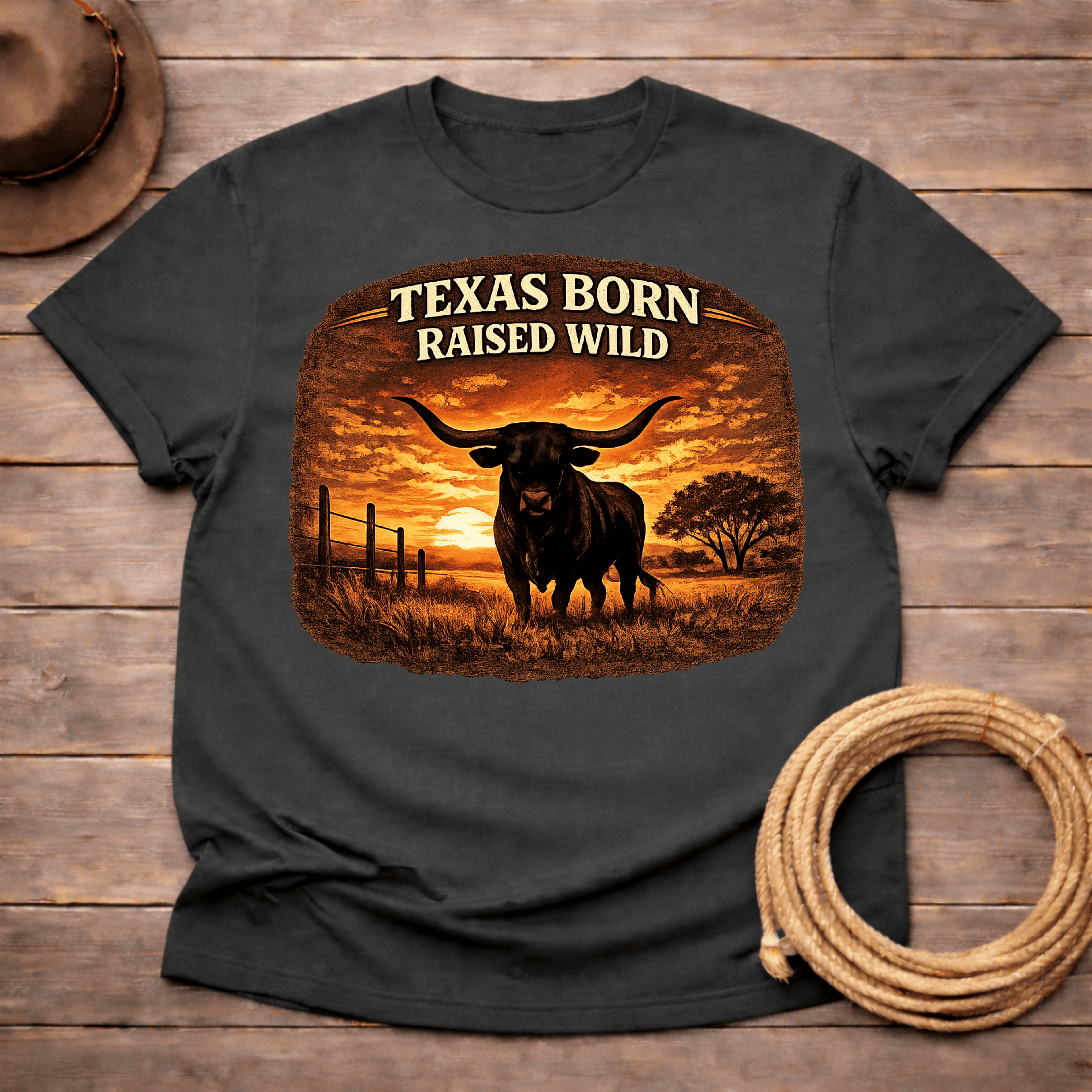 Texas Born Longhorn Sunset T-shirt