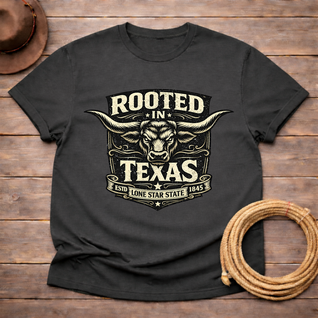 Rooted in Texas Longhorn Badge T-shirt