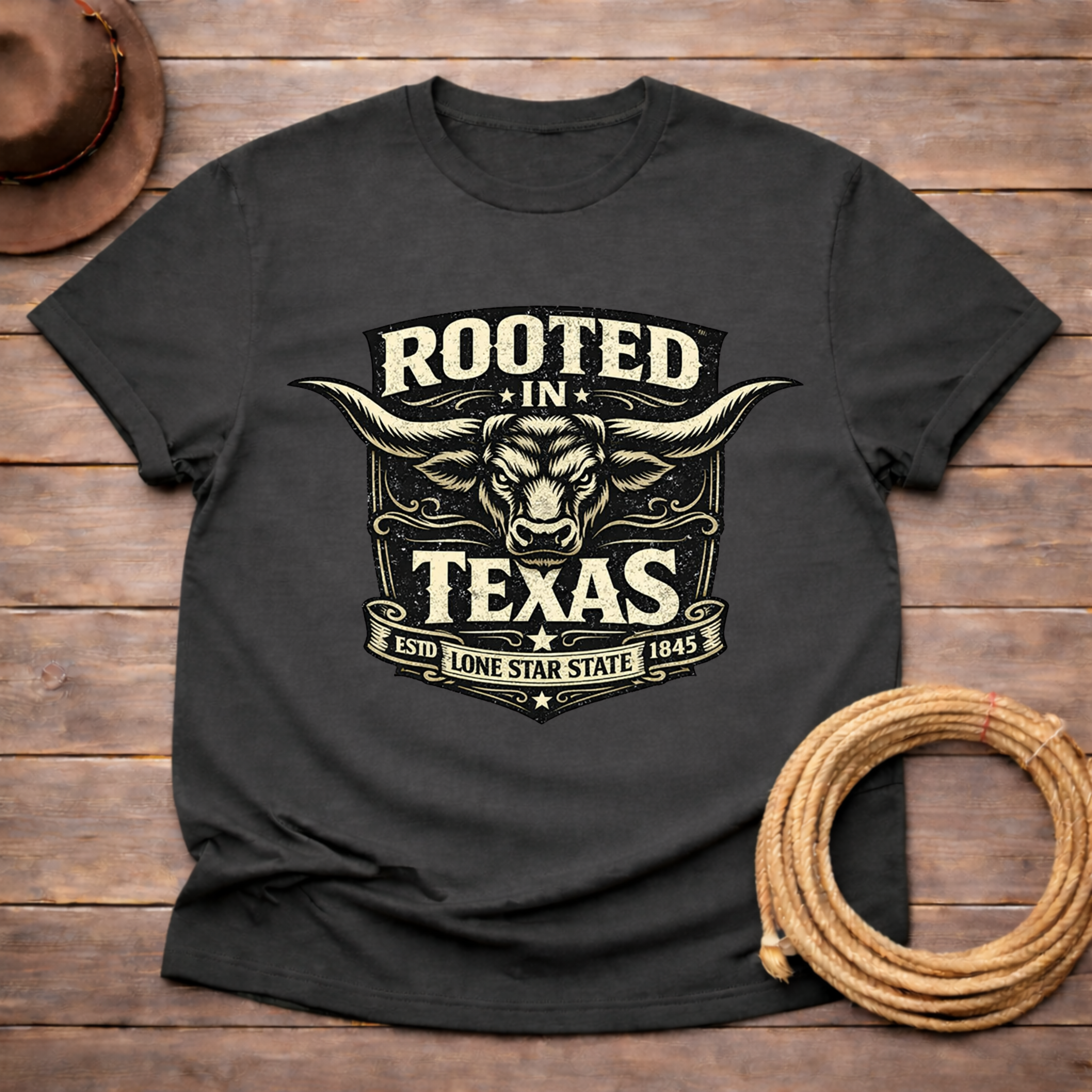 Rooted in Texas Longhorn Badge T-shirt