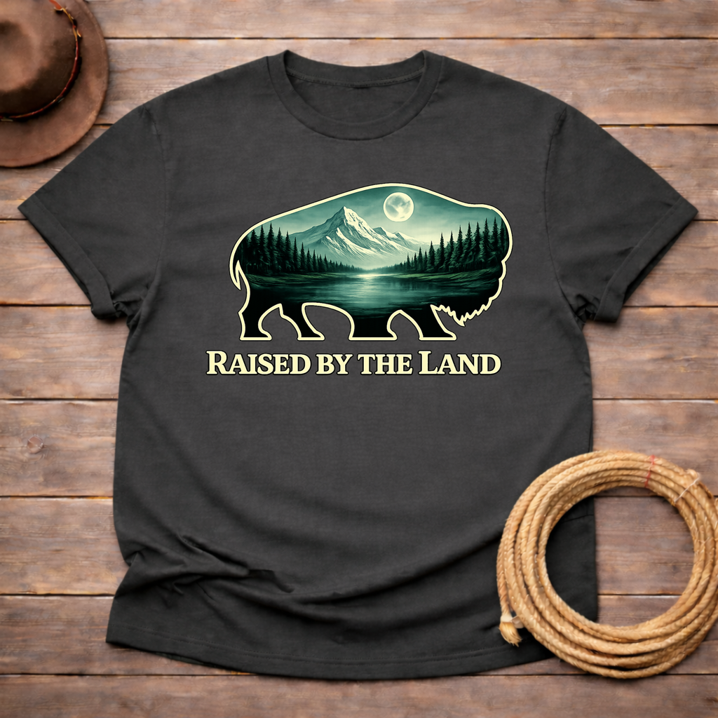 Raised By the Land Buffalo Moon T-shirt