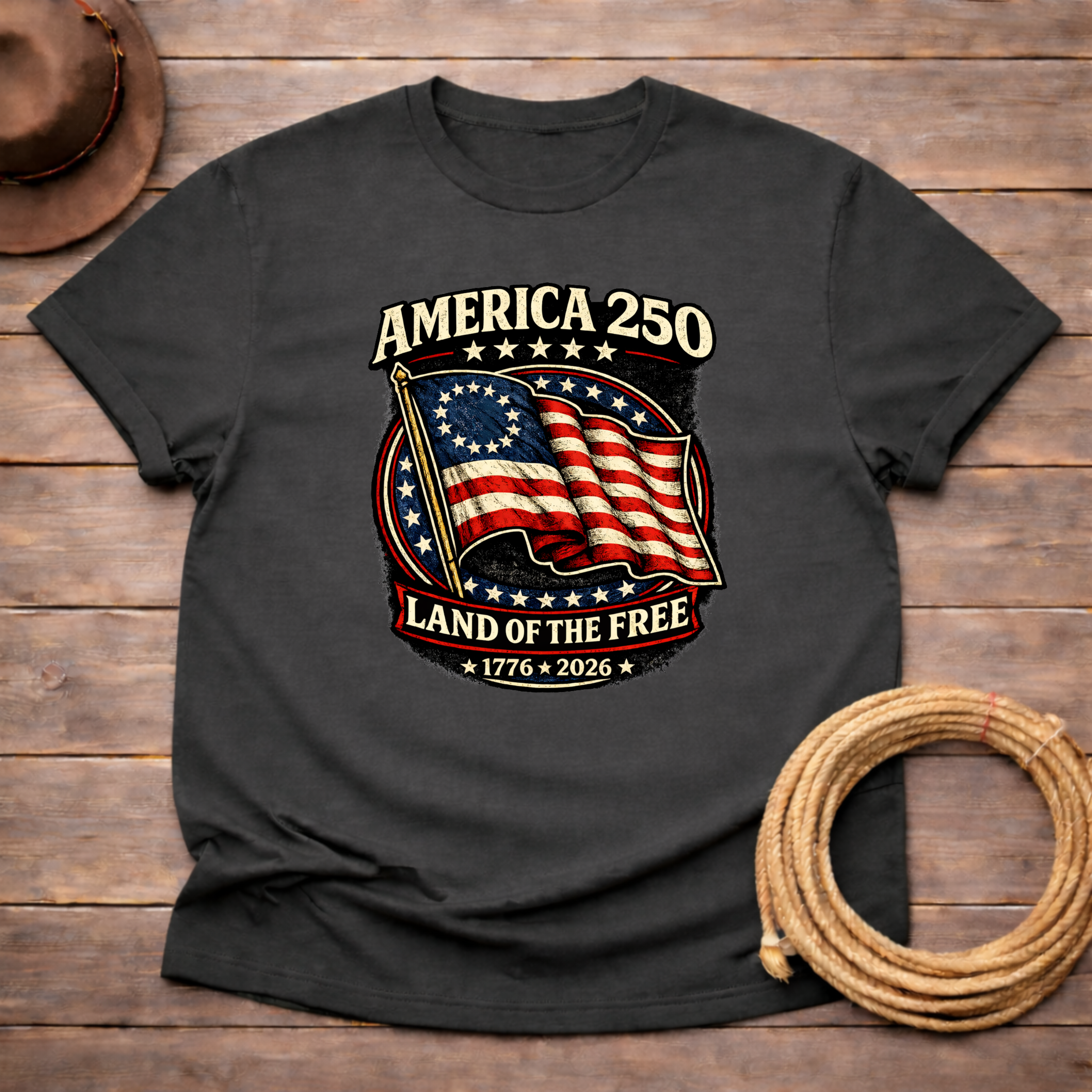 American 250 Land of the Free Flag T-shirt