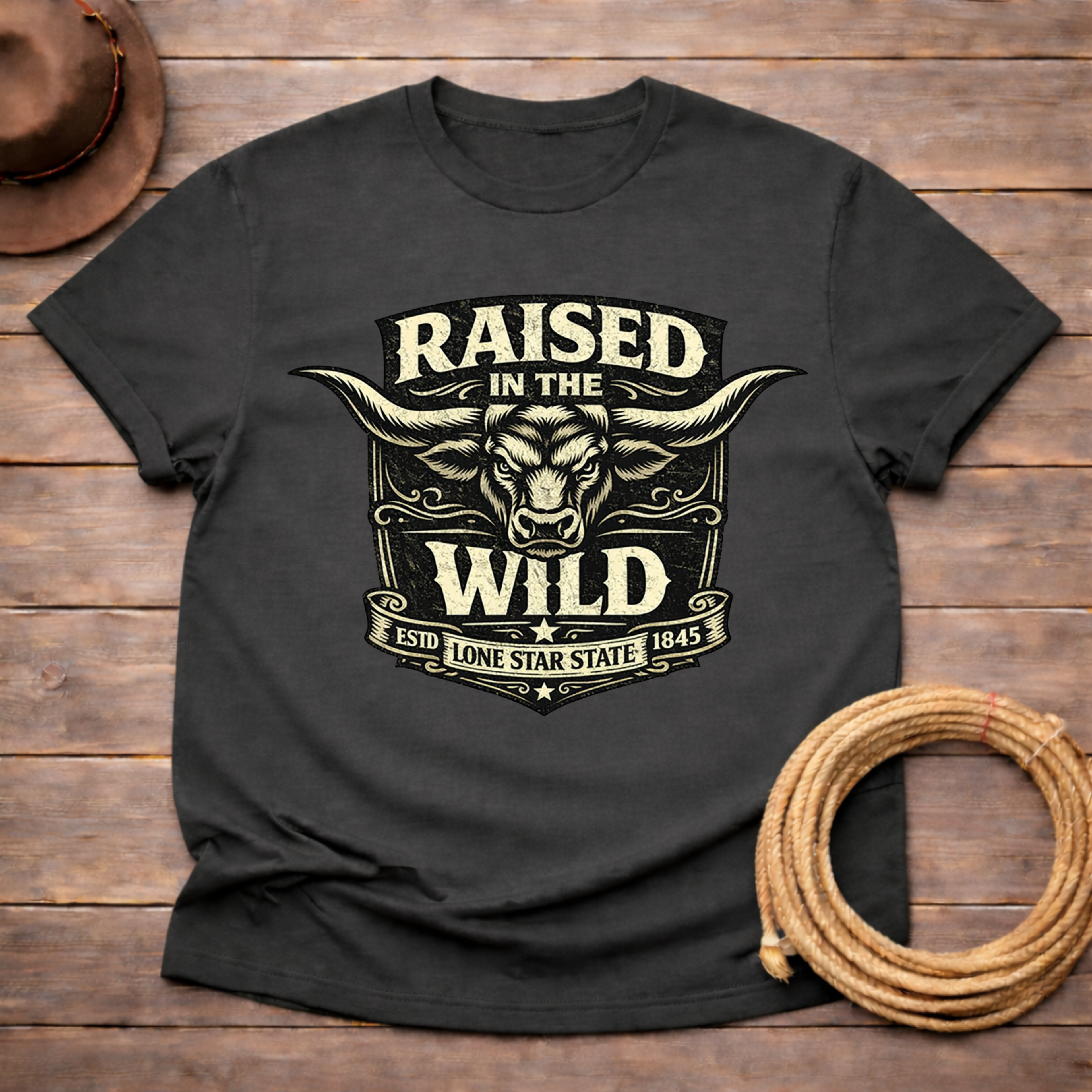 Raised Wild Texas Longhorn Badge T-shirt