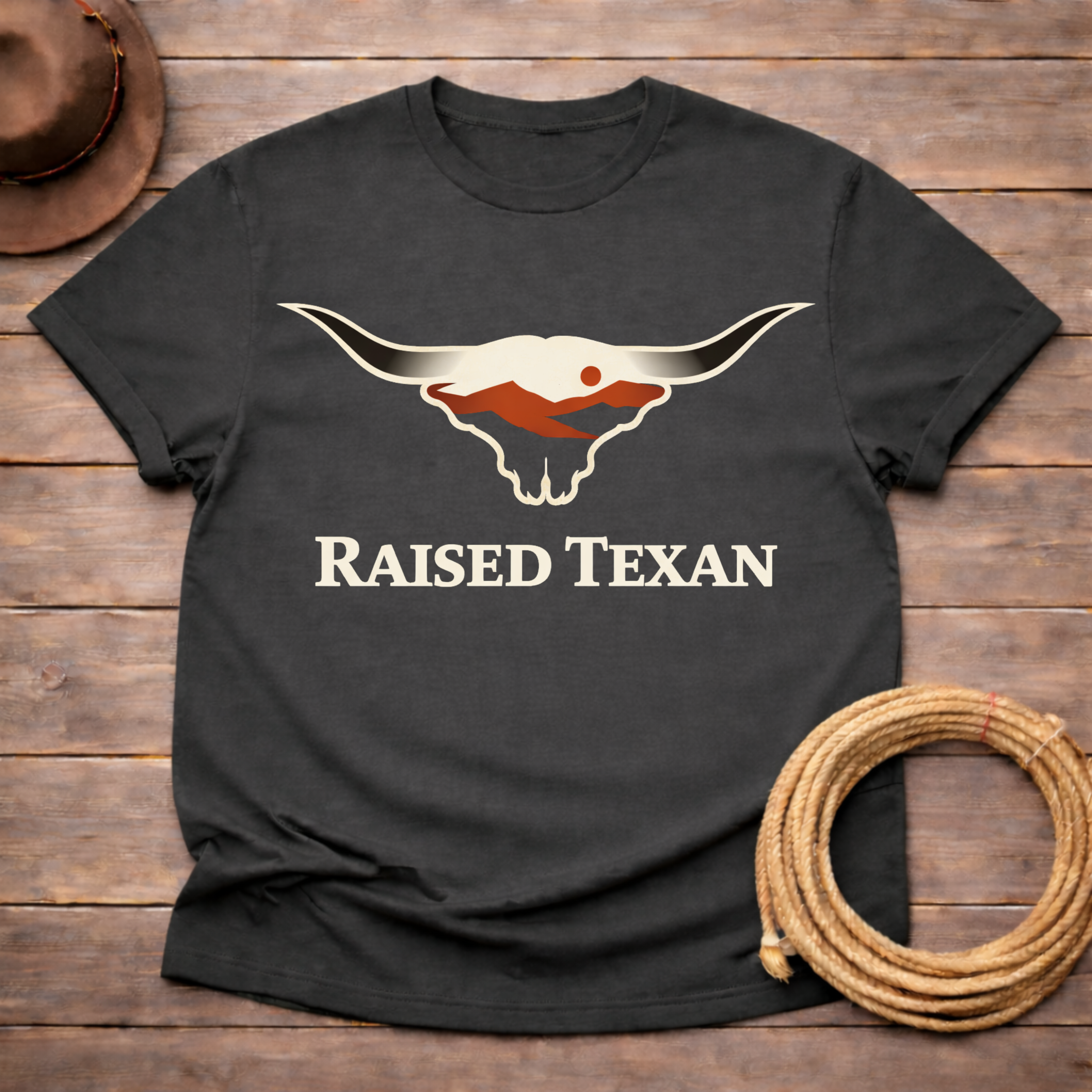Raised Texan Longhorn Silhouette T-shirt