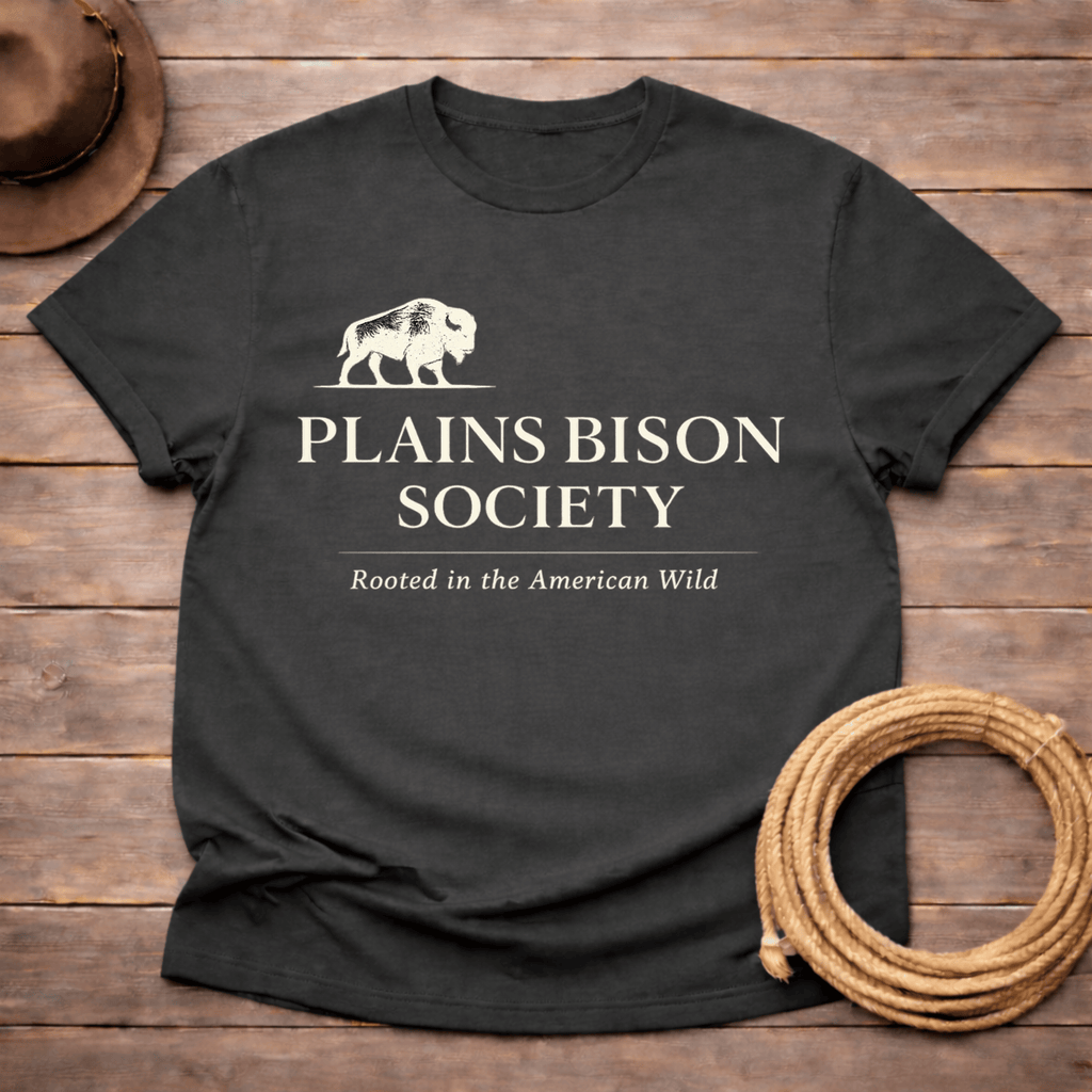 Plains Bison Society Text T-shirt