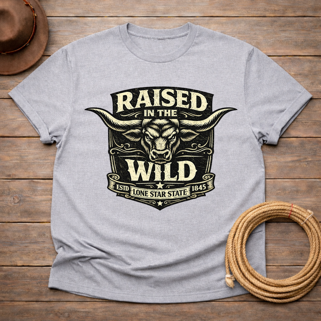 Raised Wild Texas Longhorn Badge T-shirt