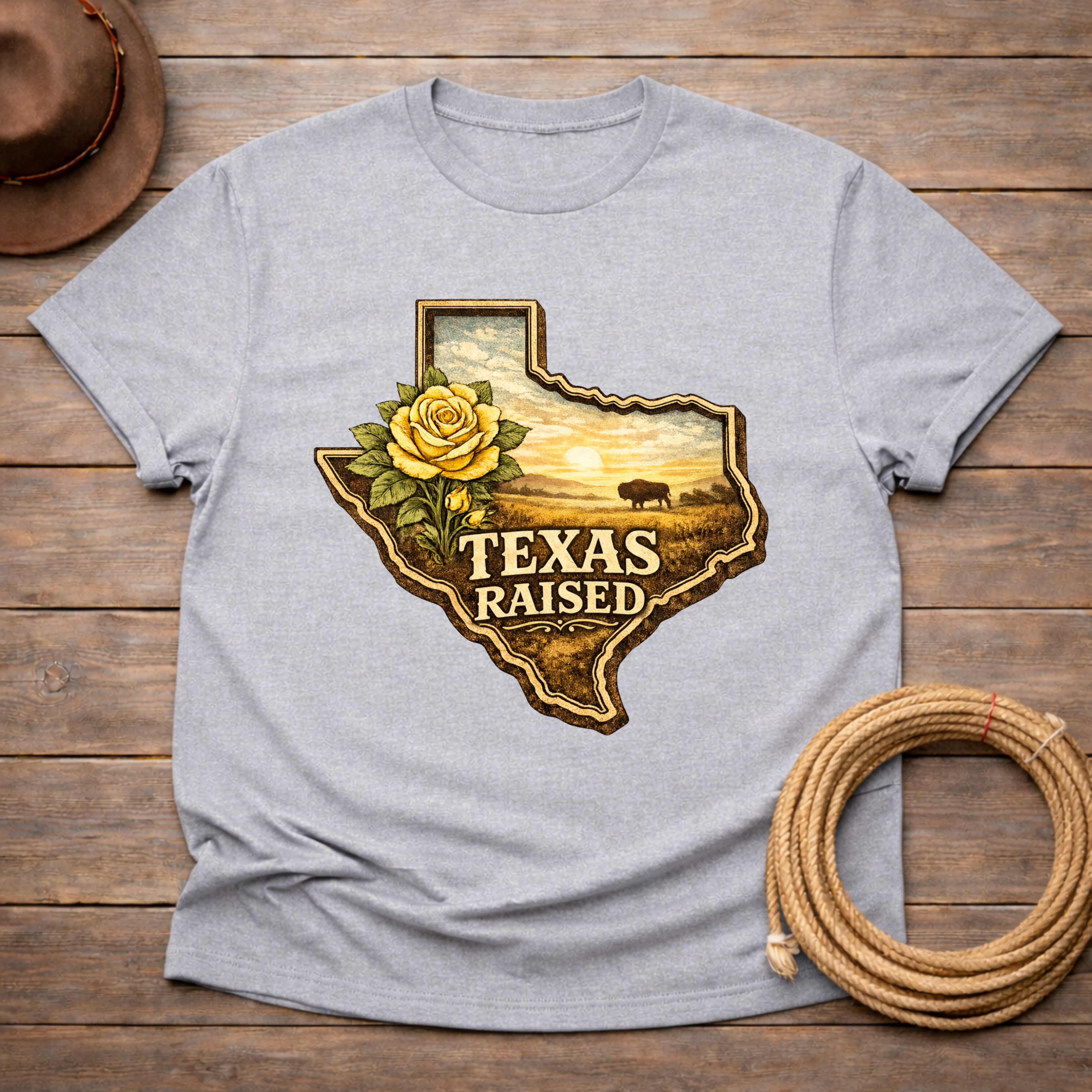 Raised in Texas Yellow Rose T-shirt