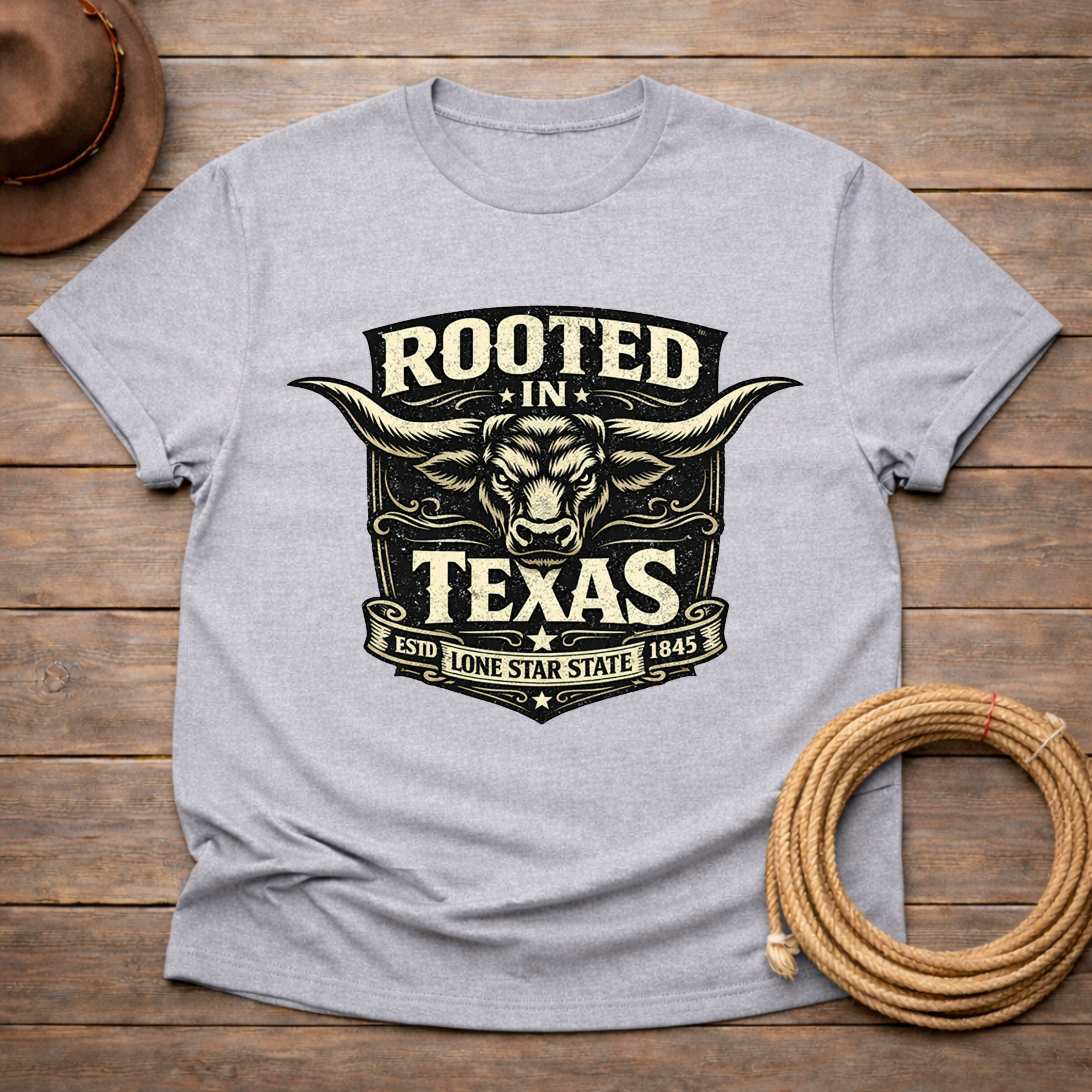 Rooted in Texas Longhorn Badge T-shirt