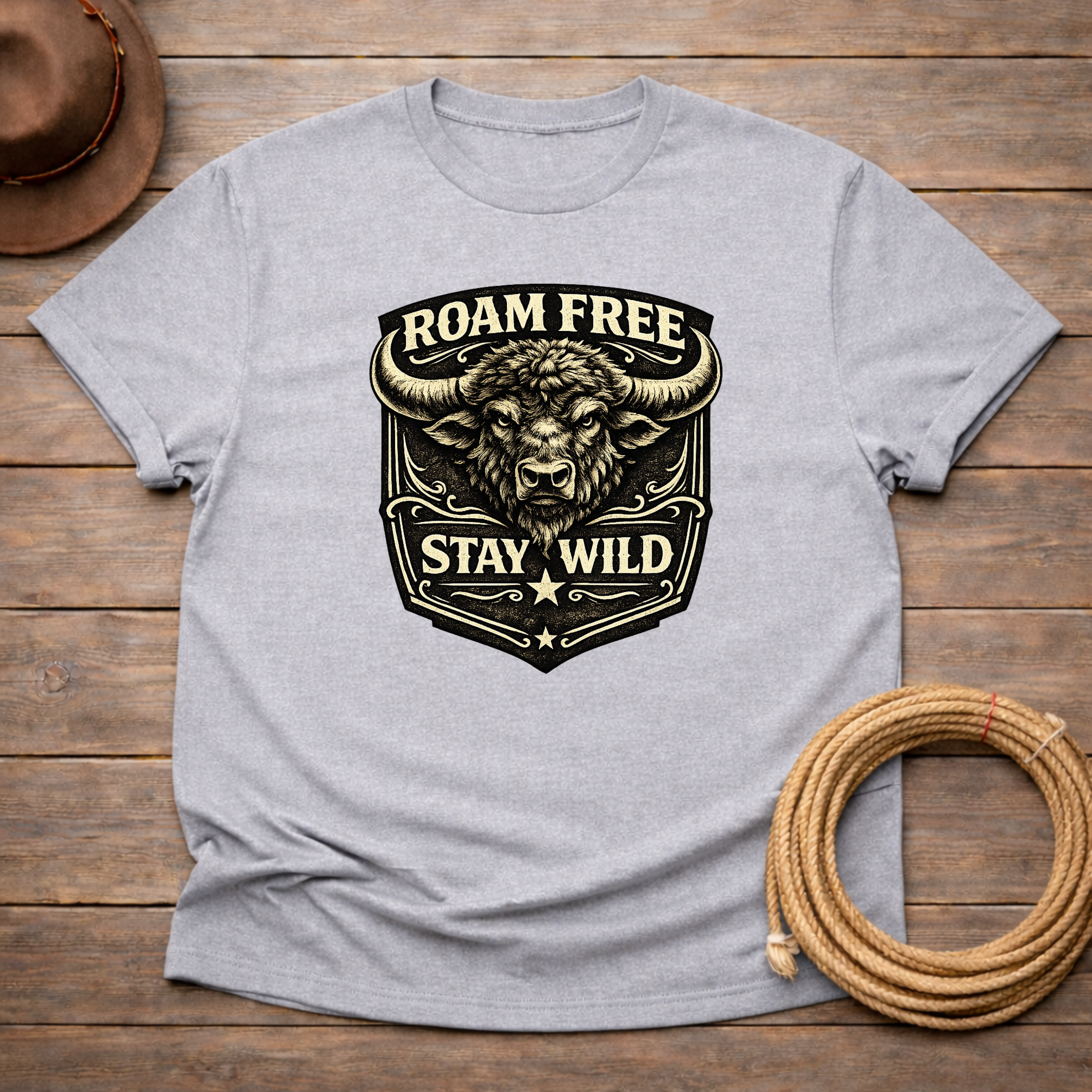 Roam Free Stay Wild Buffalo Head T-shirt