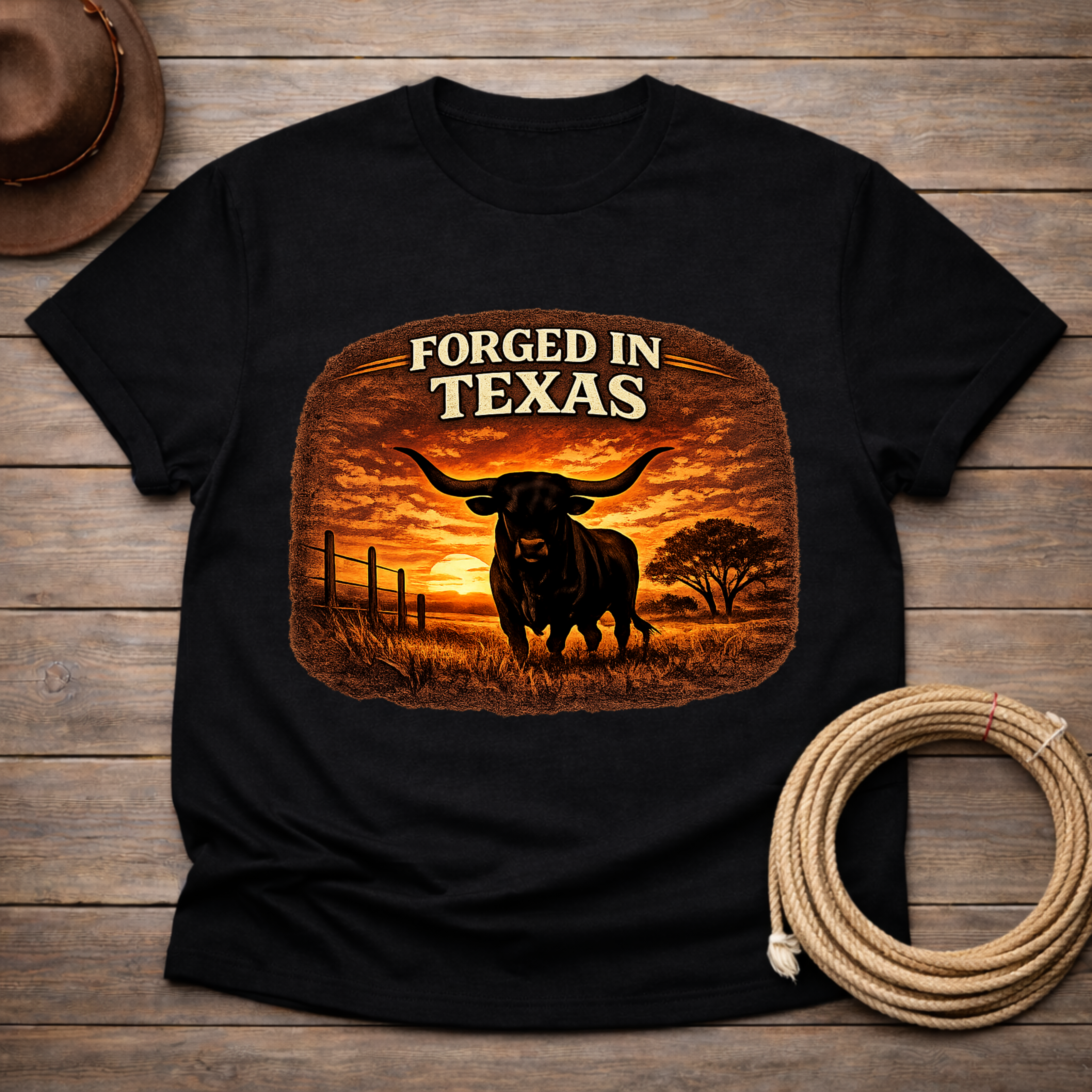 Forged in Texas Longhorn Sunset T-shirt