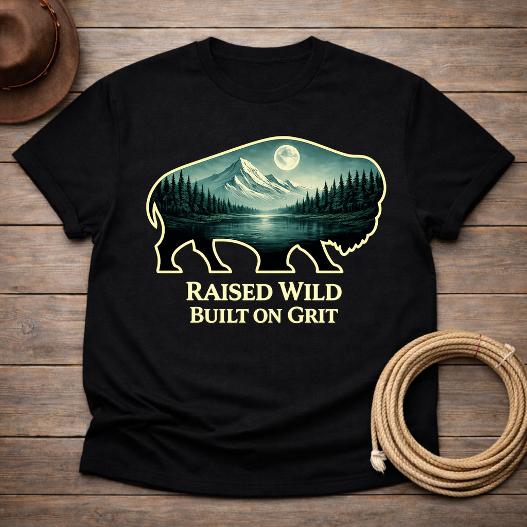 Raised Wild Buffalo Moon T-shirt