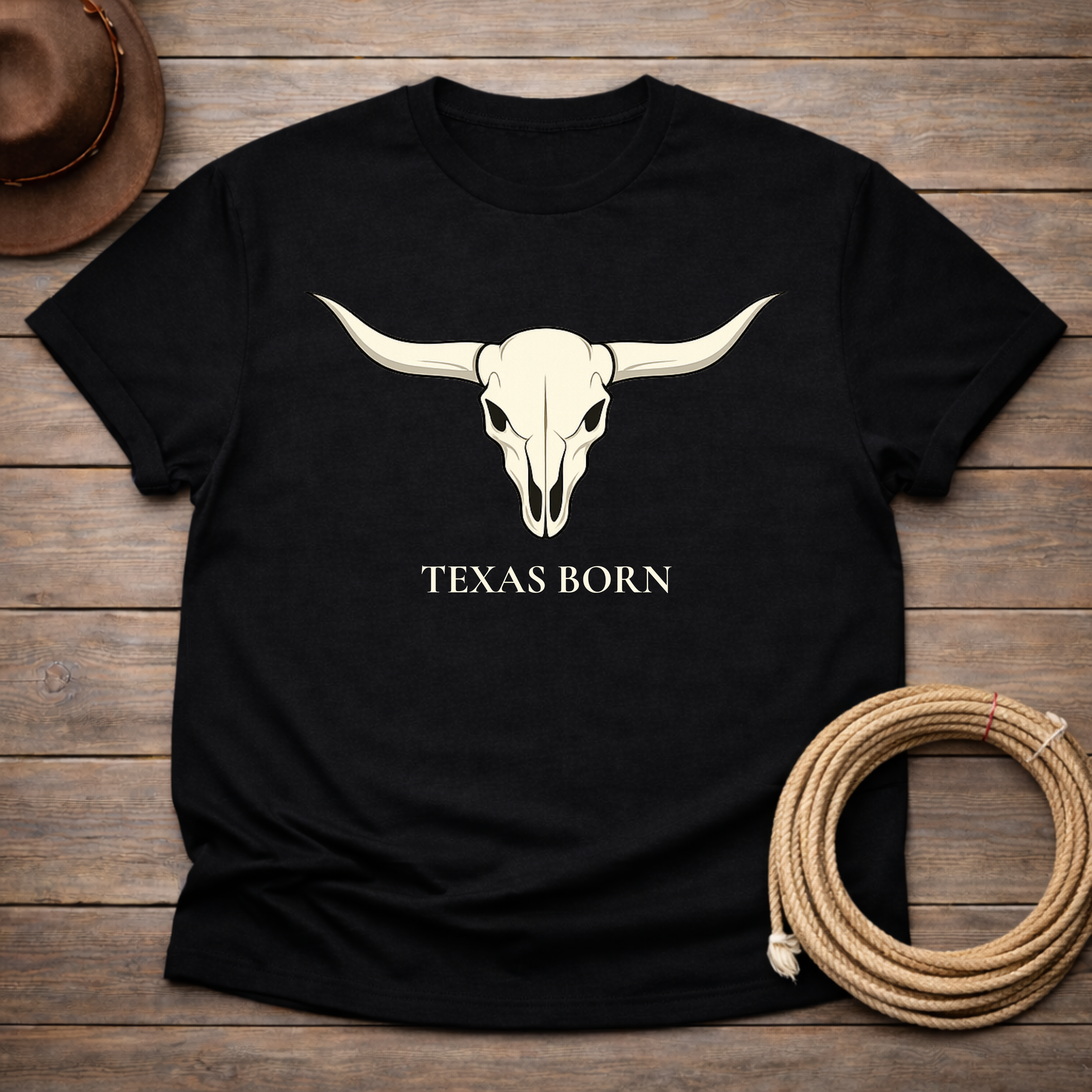 Texas Born Longhorn Skull T-shirt