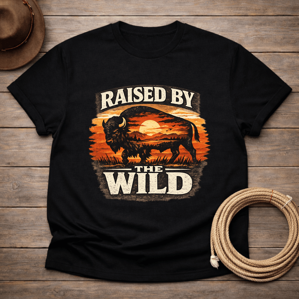 Raised by the Wild Buffalo Sunset T-shirt