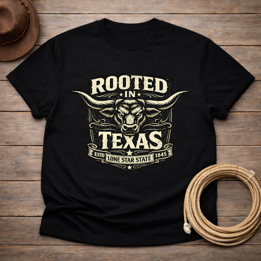Rooted in Texas Longhorn Badge T-shirt