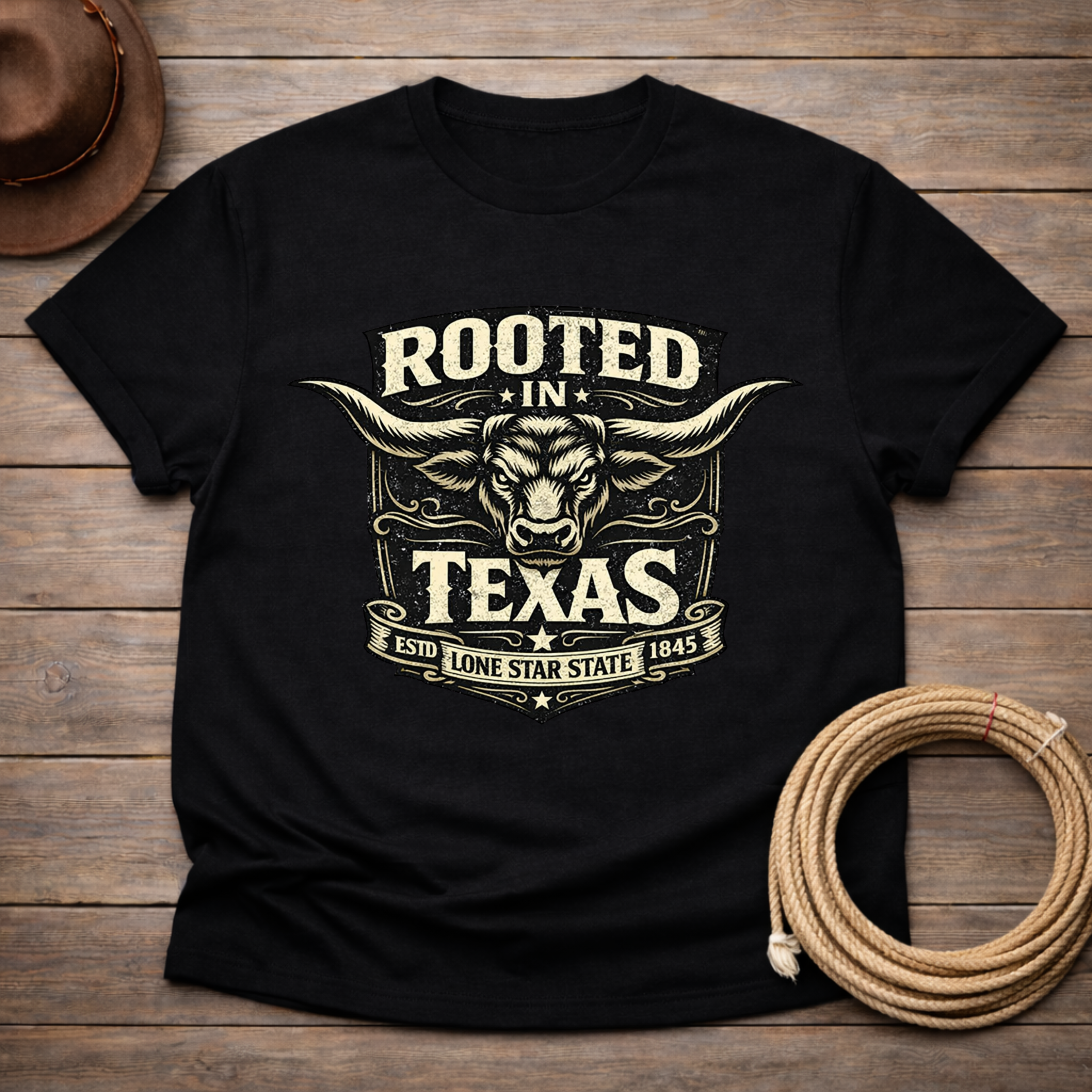 Rooted in Texas Longhorn Badge T-shirt