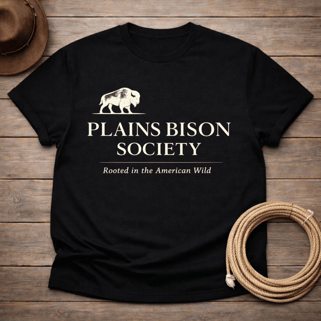 Plains Bison Society Text T-shirt
