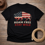 Roam Free Stay Wild Buffalo Flag T-shirt