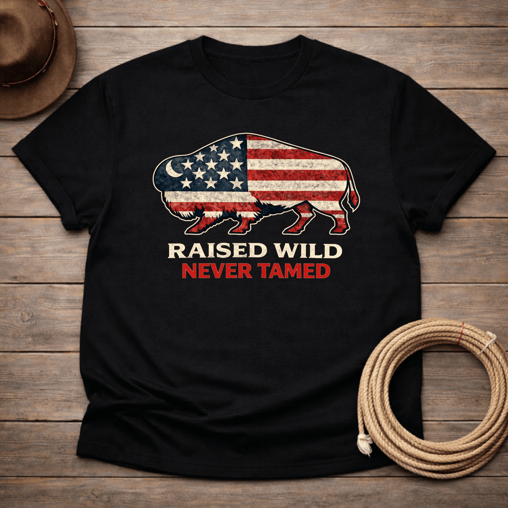 Raised Wild Never Tamed Buffalo Flag T-shirt
