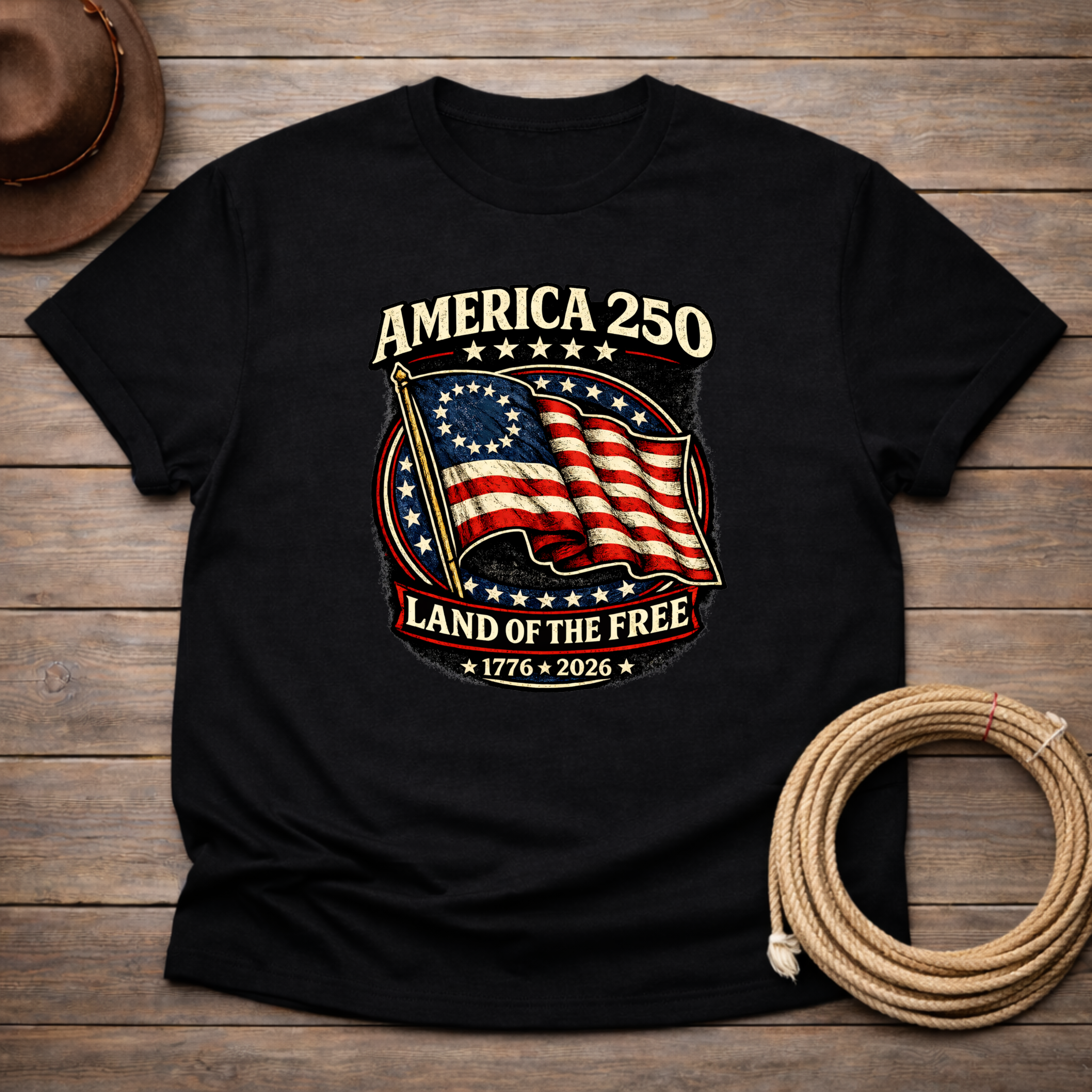 American 250 Land of the Free Flag T-shirt