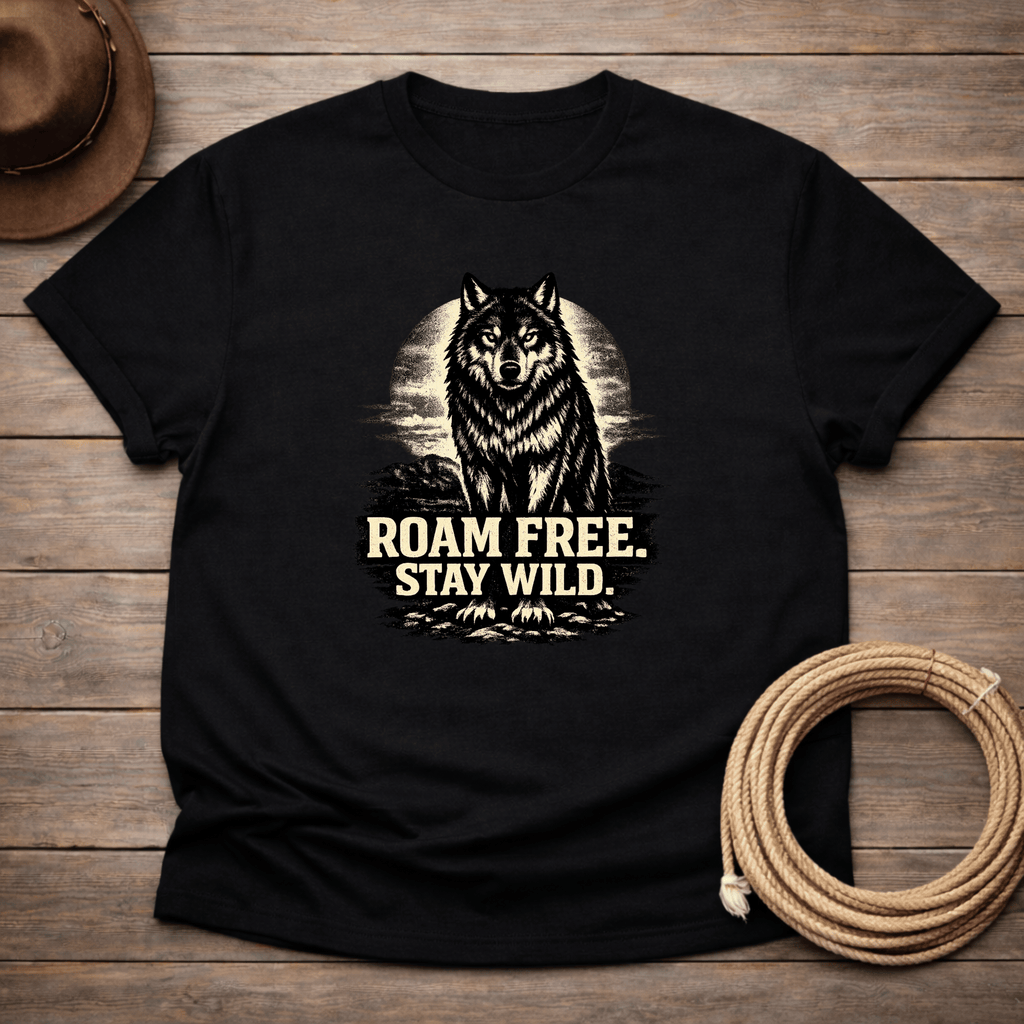 Roam Free Stay Wild Wolf T-shirt