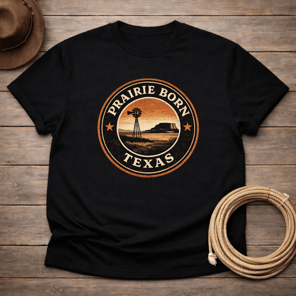 Texas Prairie Born badge T-shirt