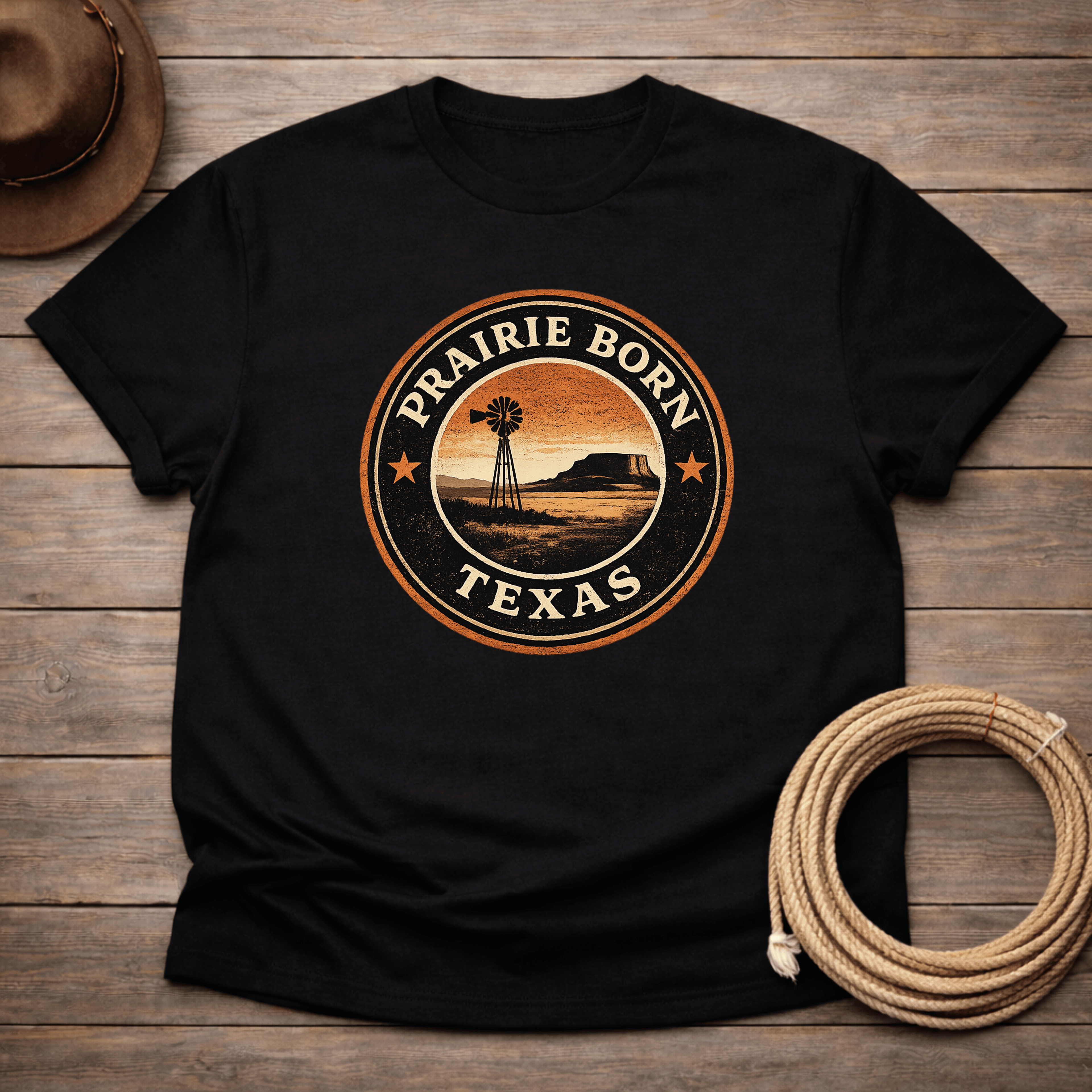 Texas Prairie Born badge T-shirt