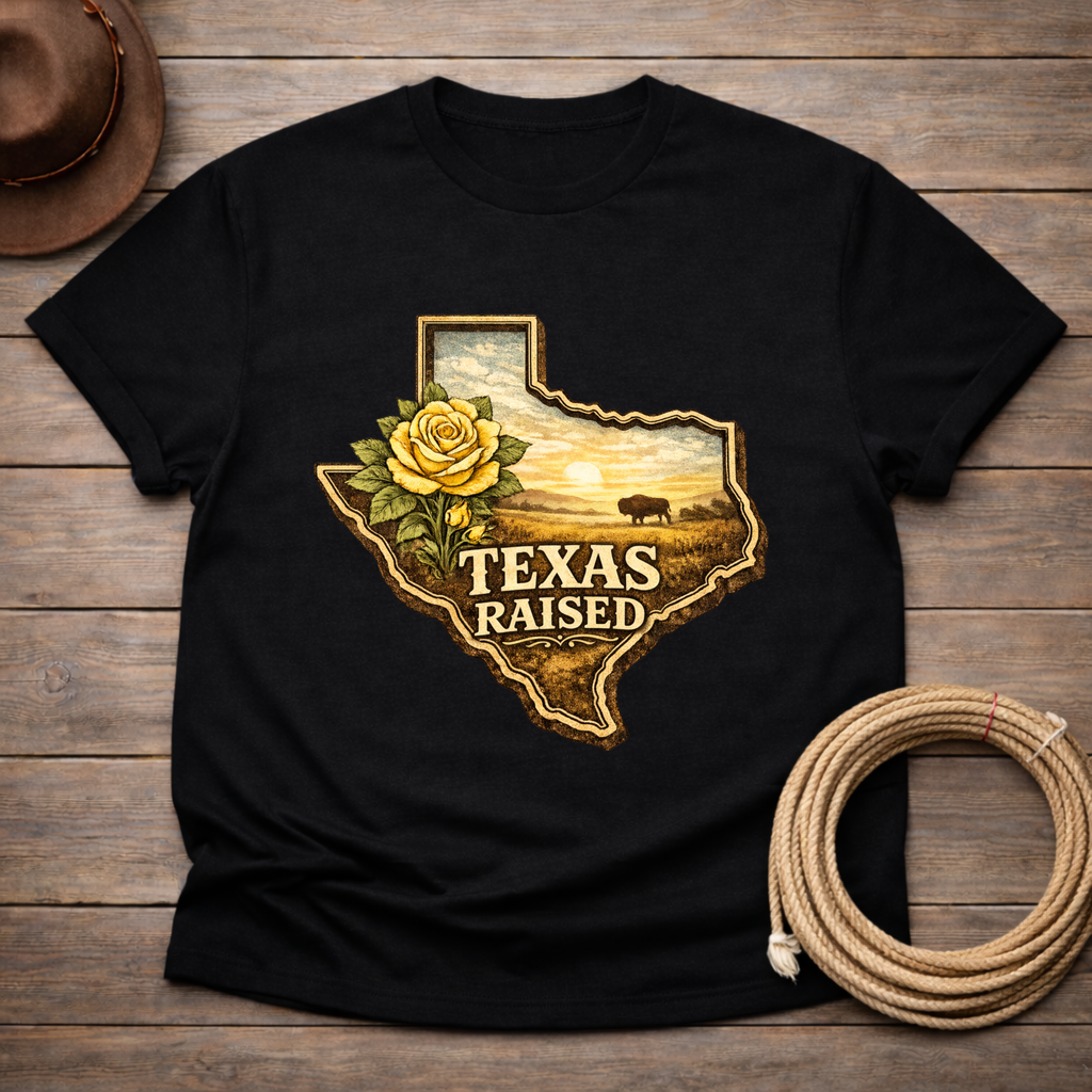 Raised in Texas Yellow Rose T-shirt