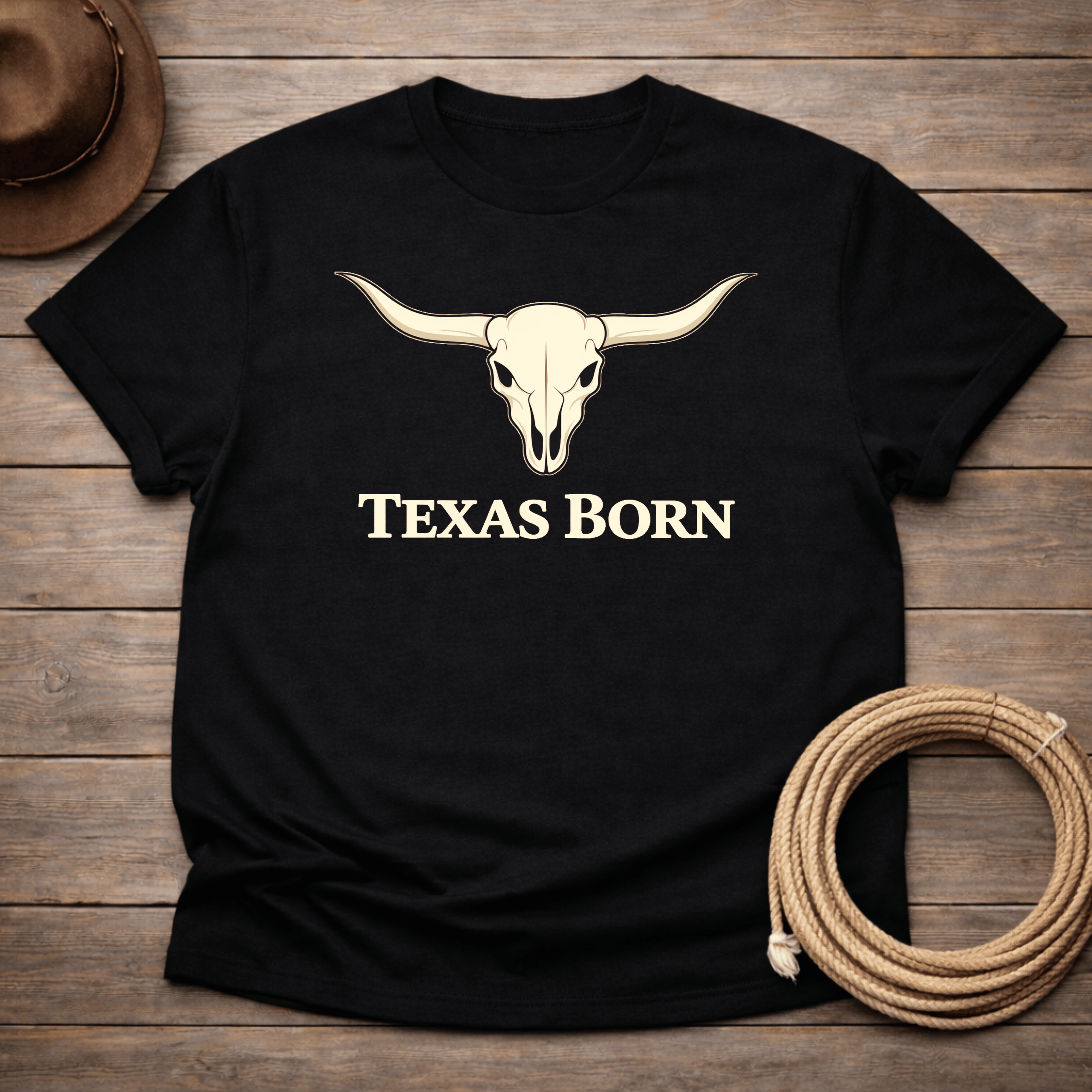 Texas Born Longhorn Skull T-shirt