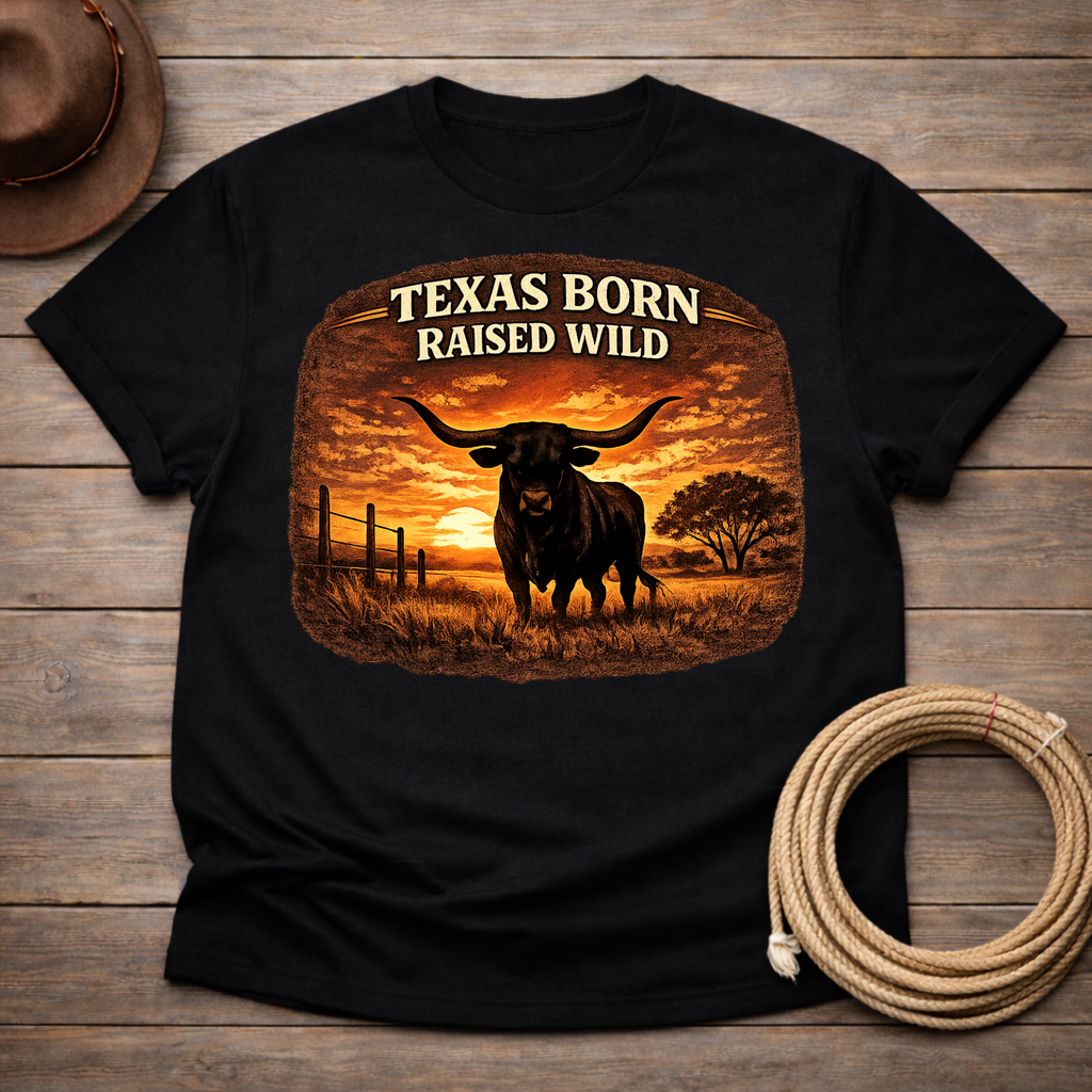 Texas Born Longhorn Sunset T-shirt