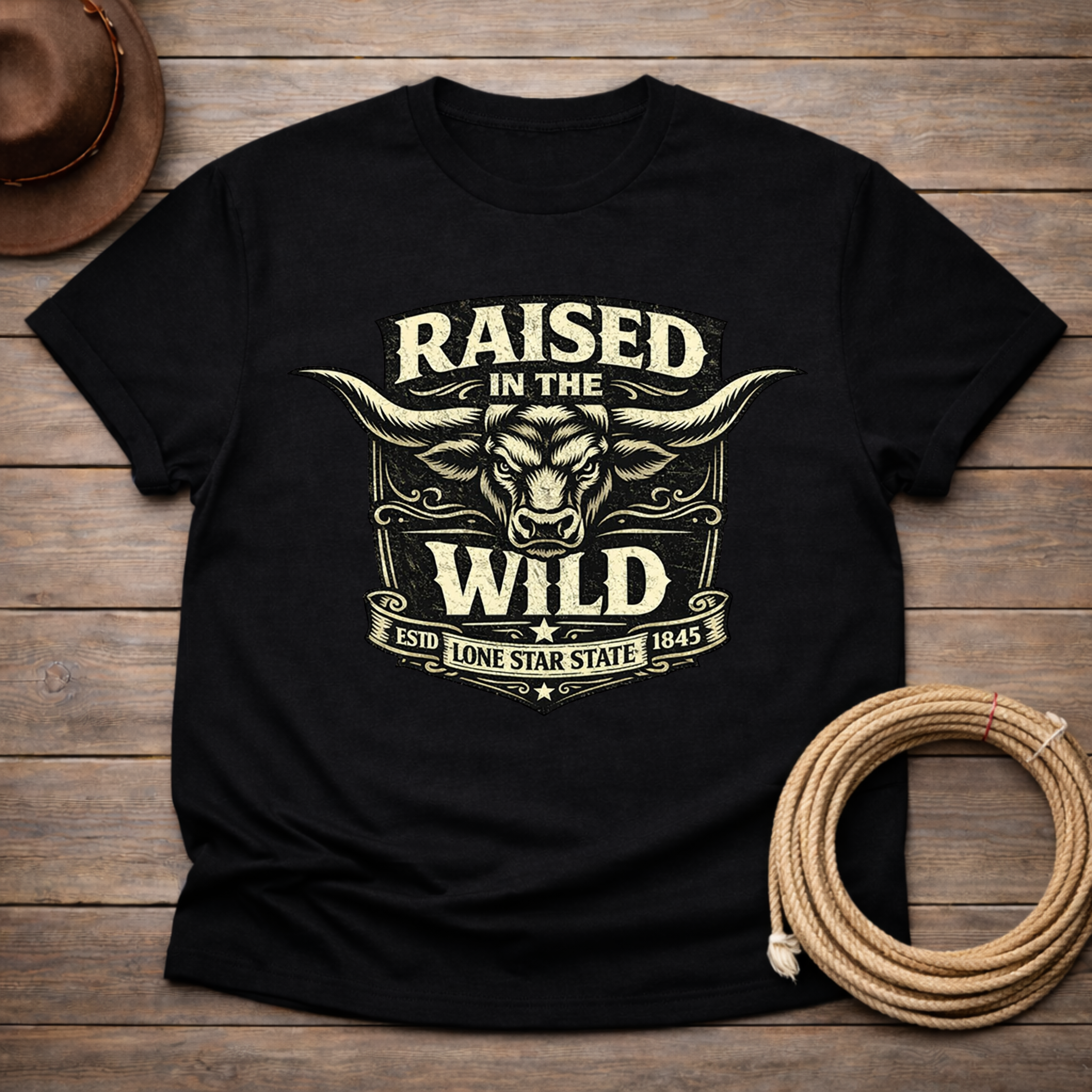 Raised Wild Texas Longhorn Badge T-shirt