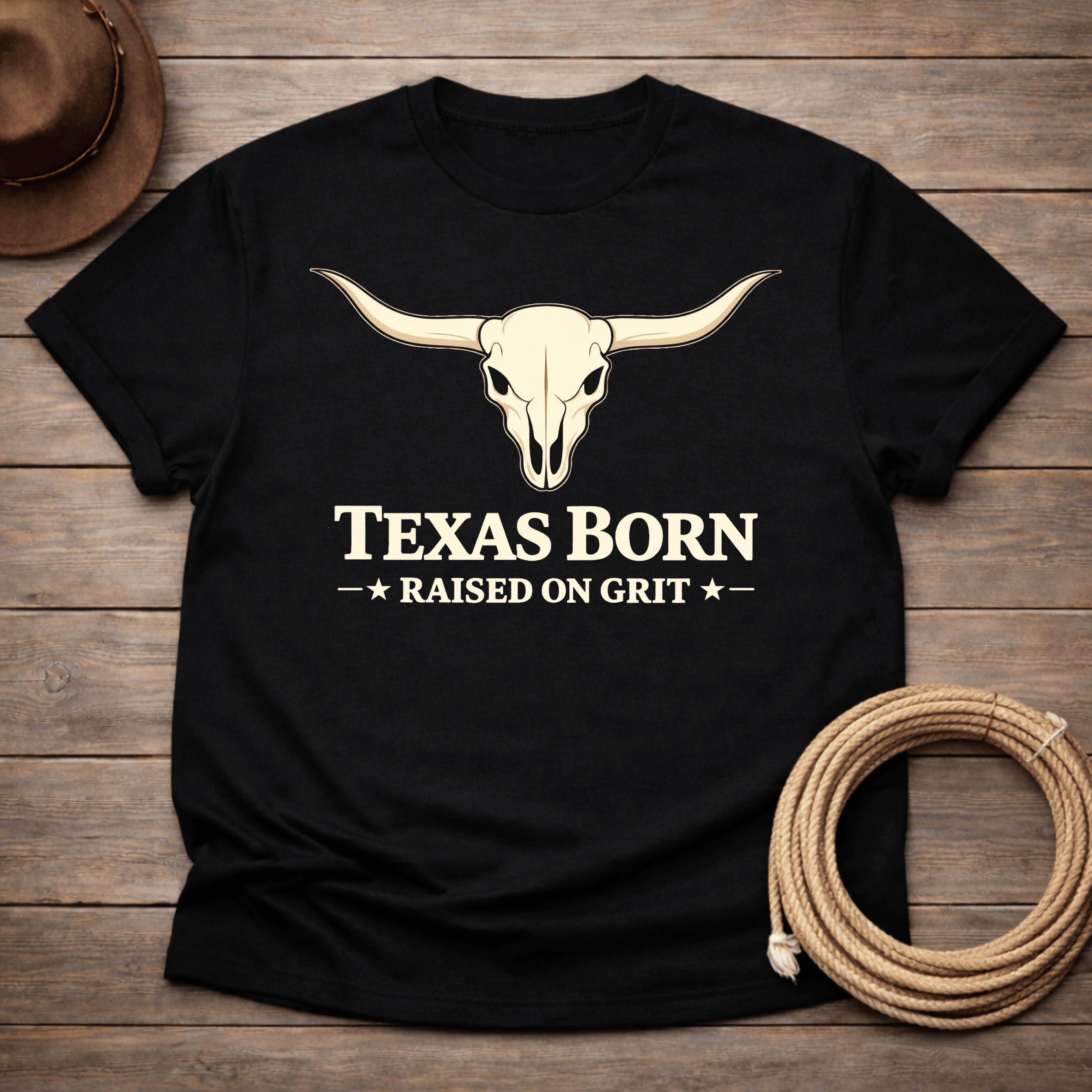Texas Born Raised on Grit Skull T-shirt