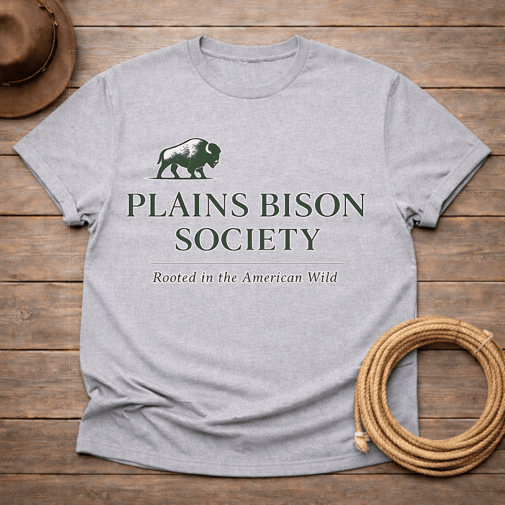 Plains Bison Society Text T-shirt