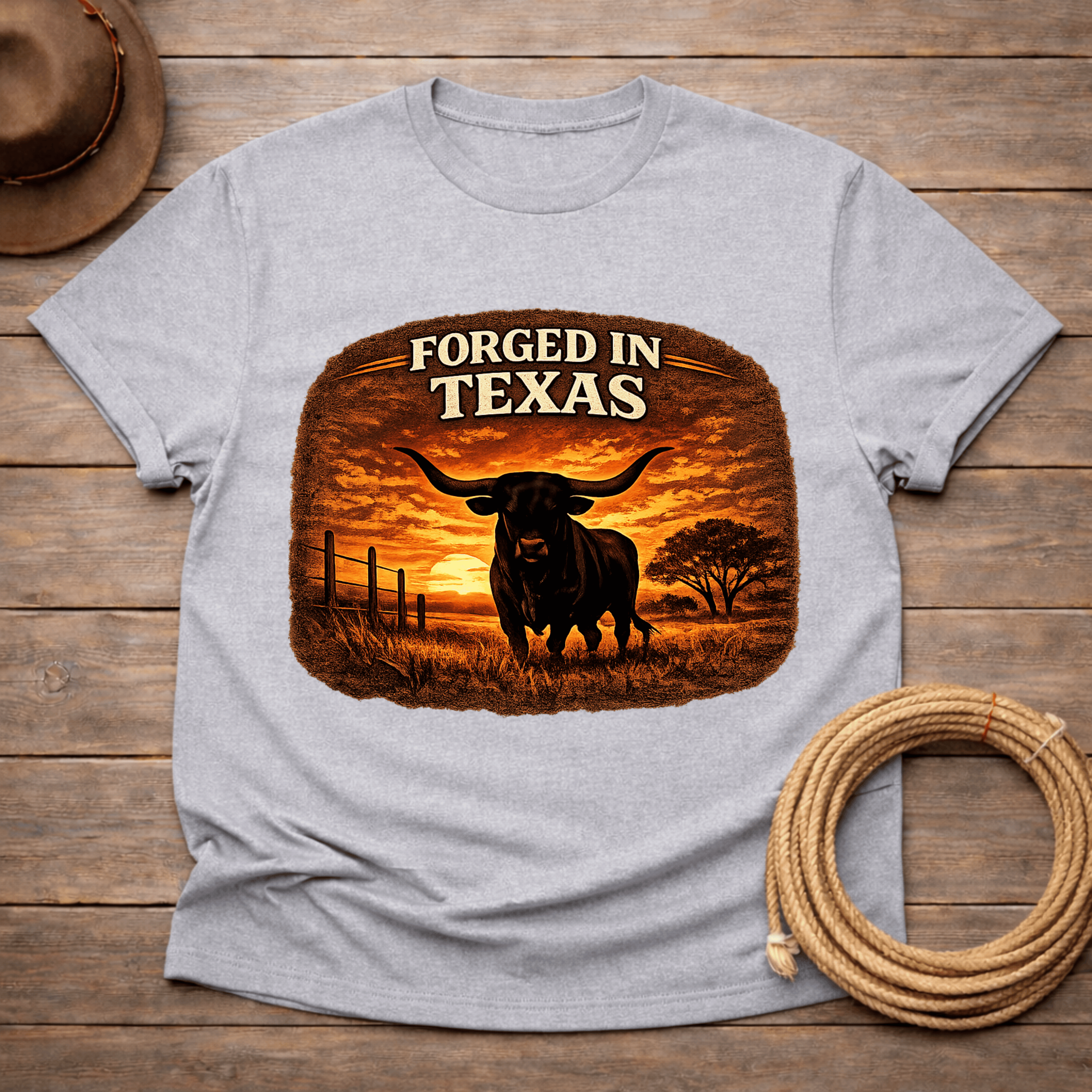 Forged in Texas Longhorn Sunset T-shirt