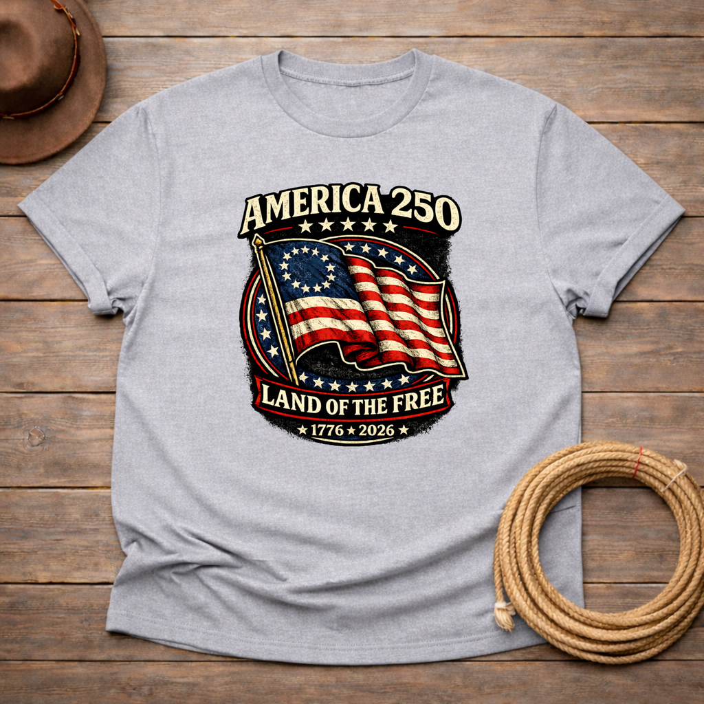 American 250 Land of the Free Flag T-shirt