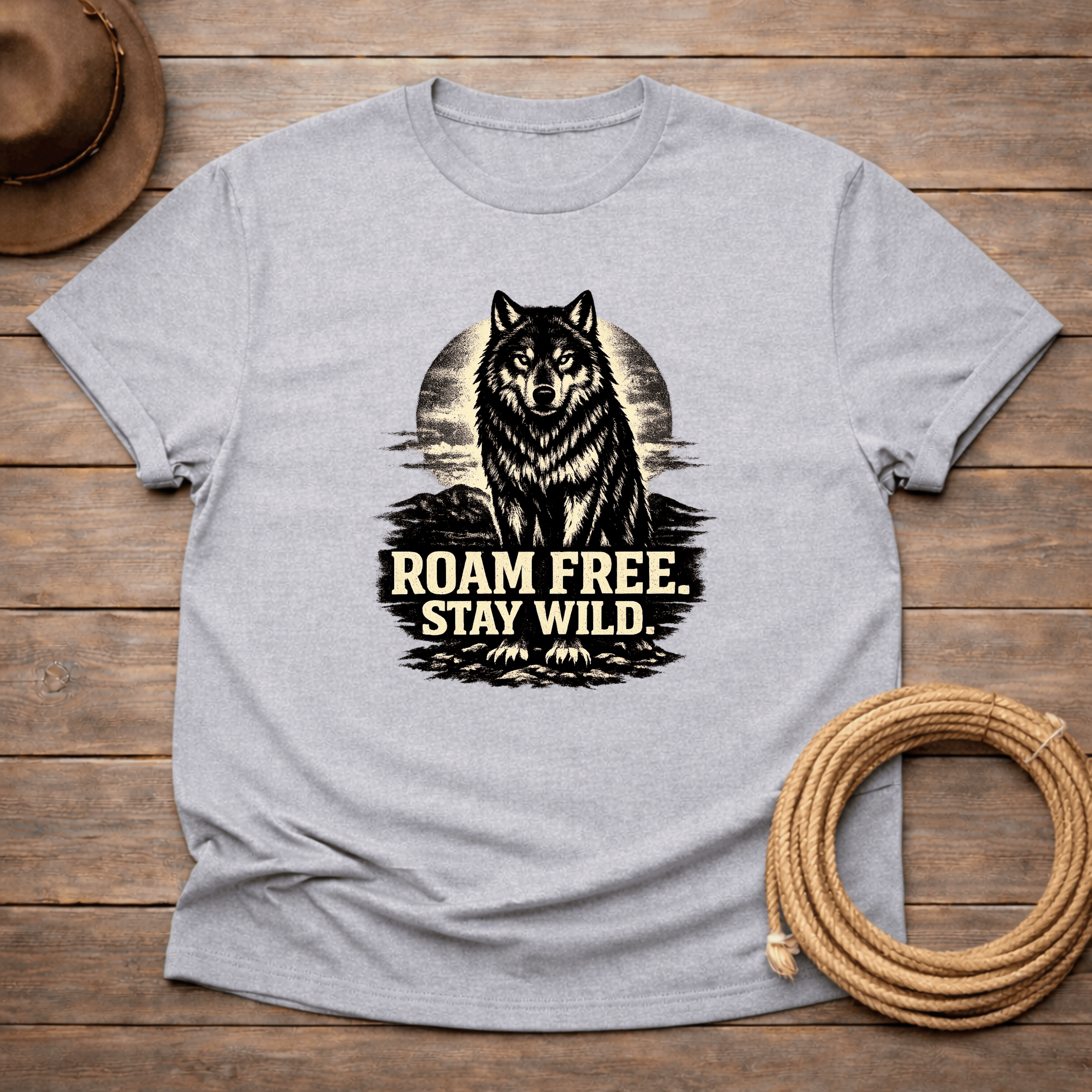 Roam Free Stay Wild Wolf T-shirt