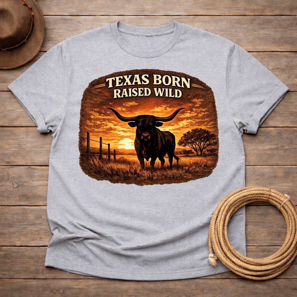 Texas Born Longhorn Sunset T-shirt