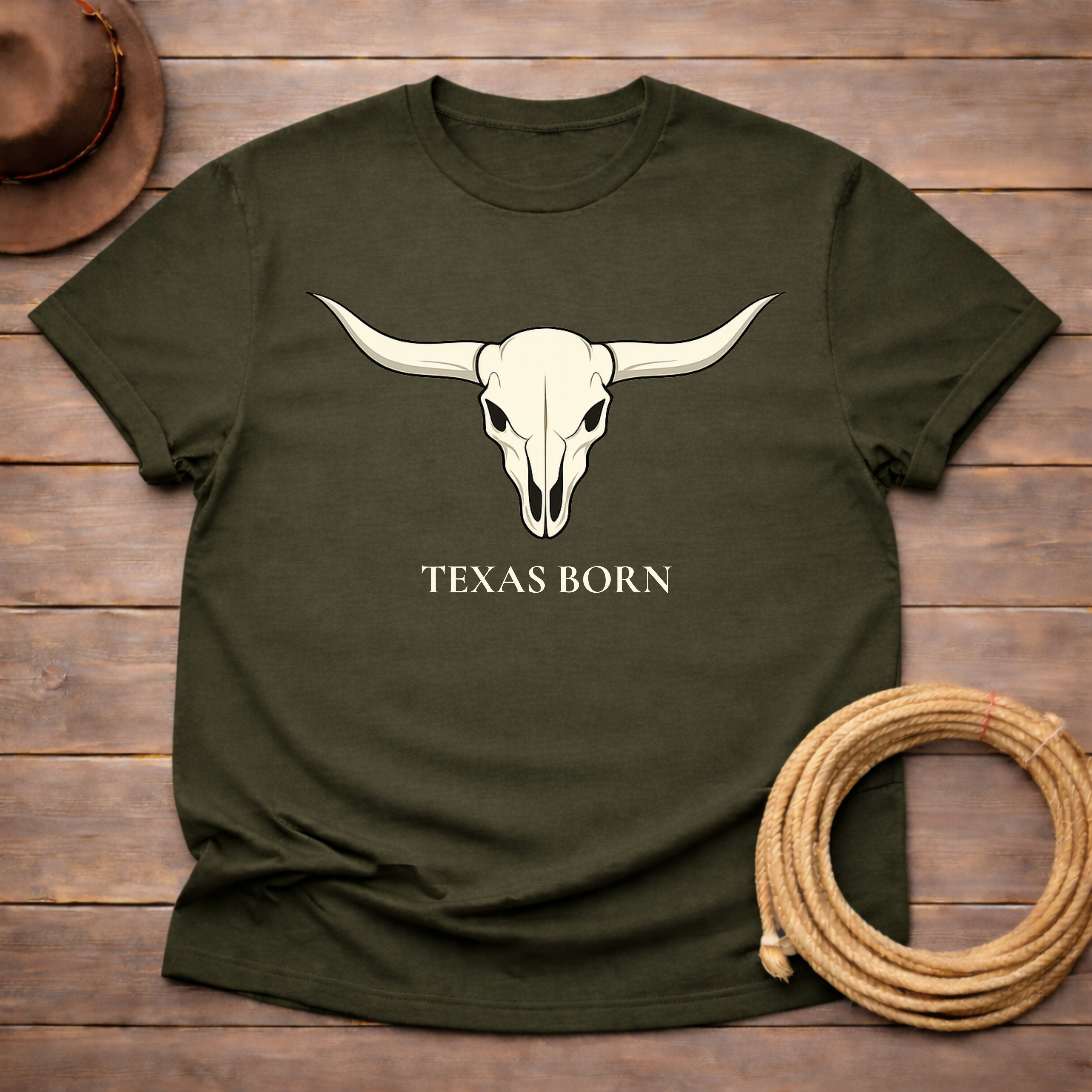 Texas Born Longhorn Skull T-shirt