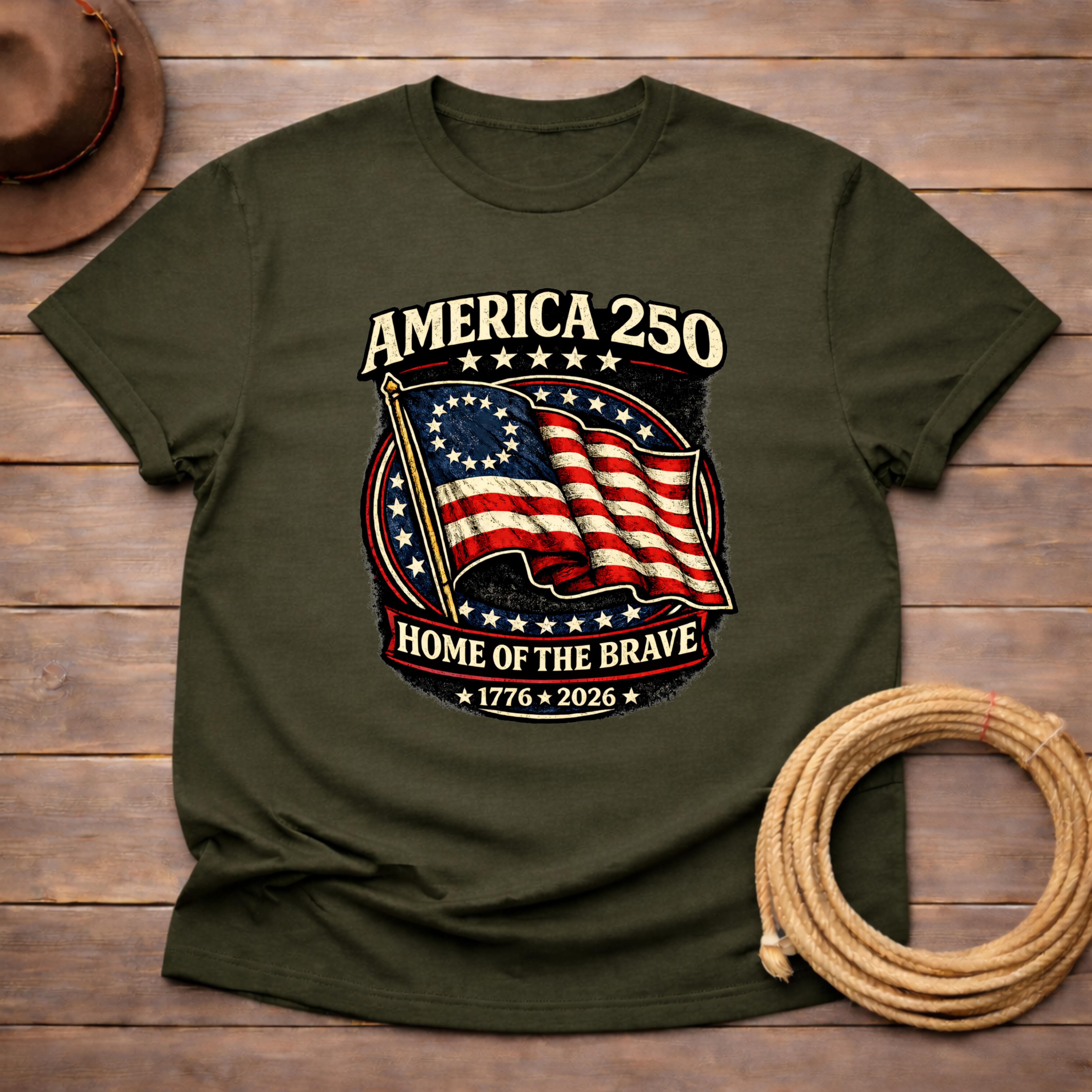 America 250 Home of the Brave Flag T-shirt