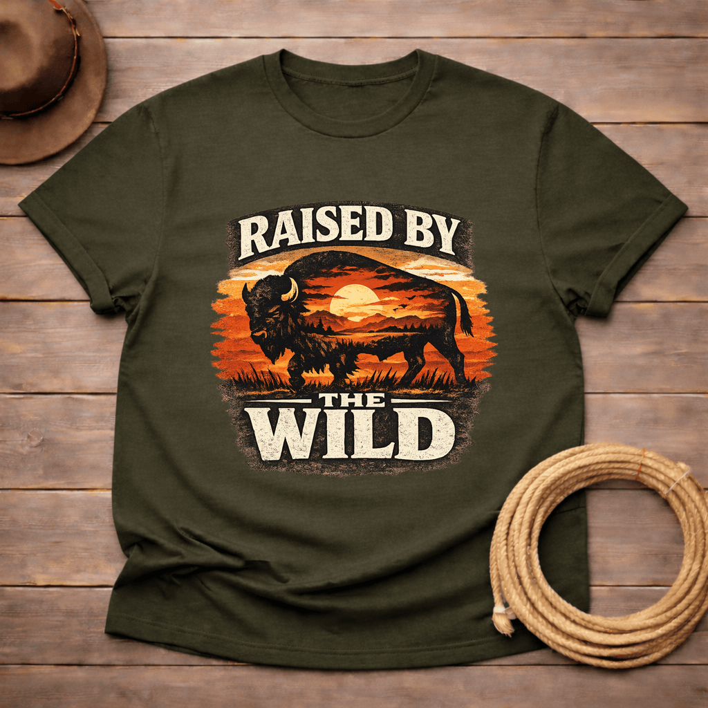 Raised by the Wild Buffalo Sunset T-shirt
