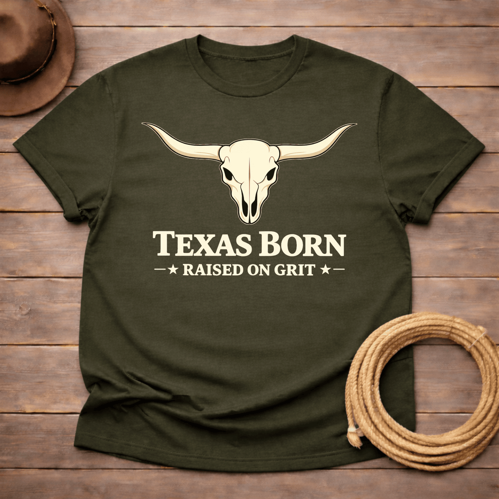 Texas Born Raised on Grit Skull T-shirt