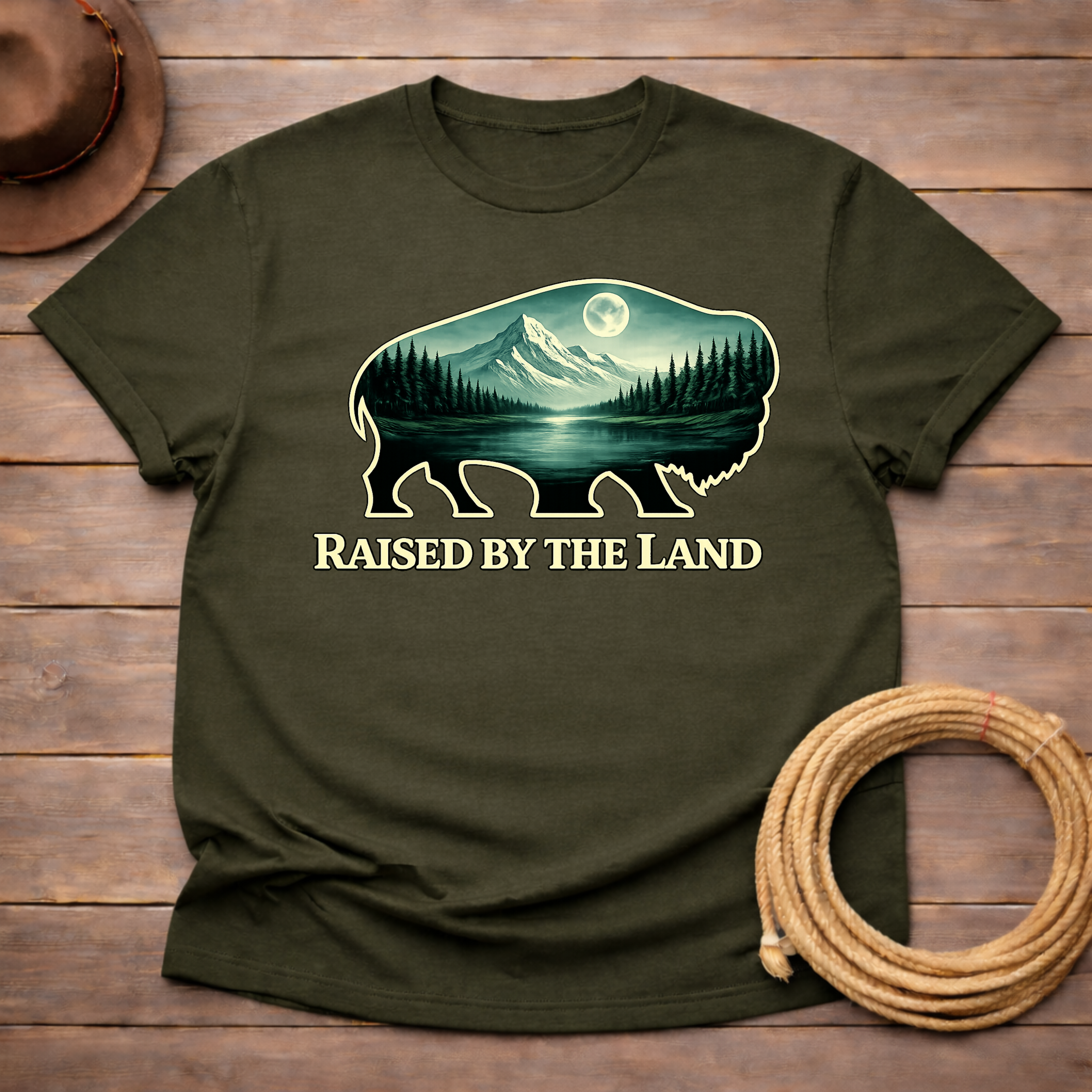 Raised By the Land Buffalo Moon T-shirt