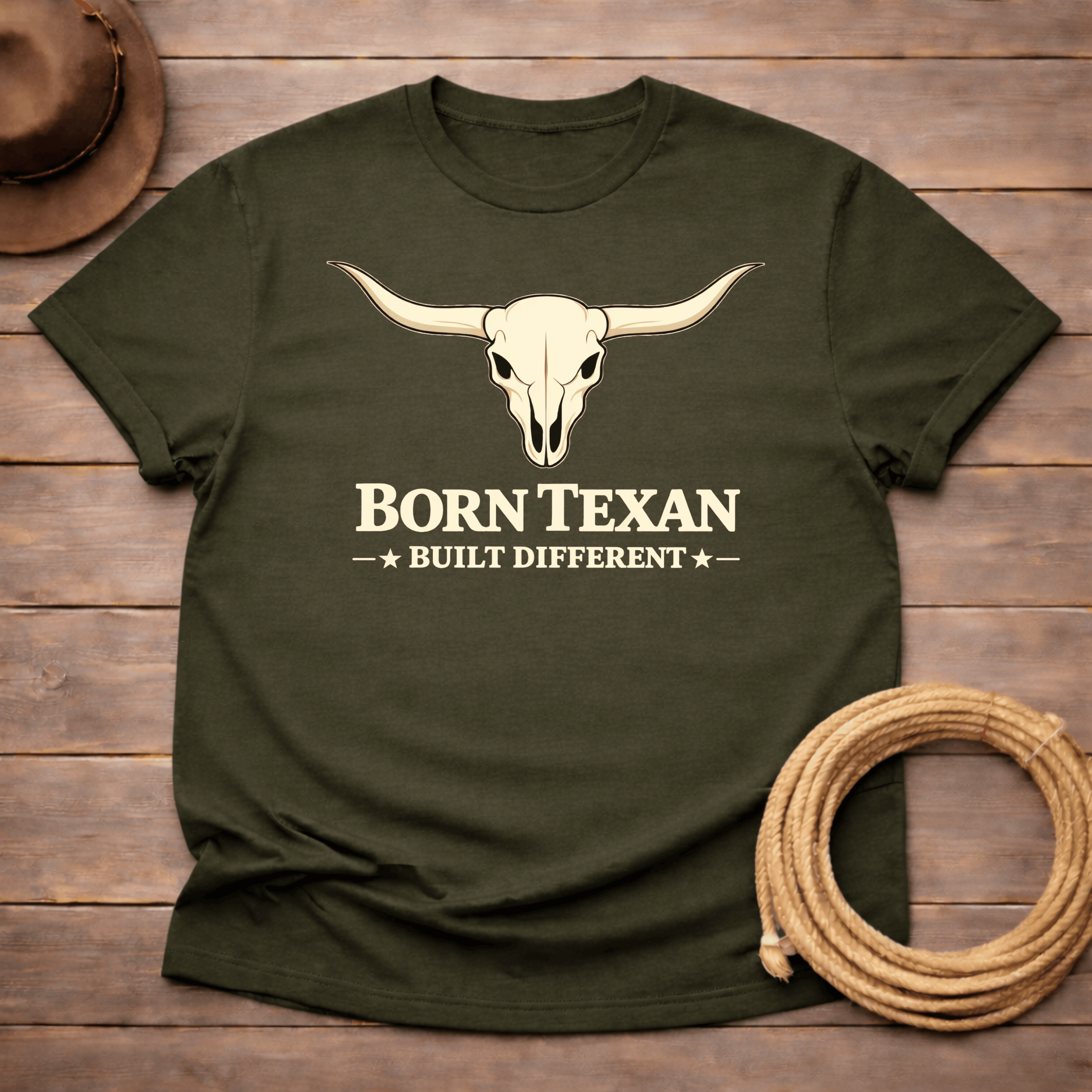 Born Texan Built Different T-shirt