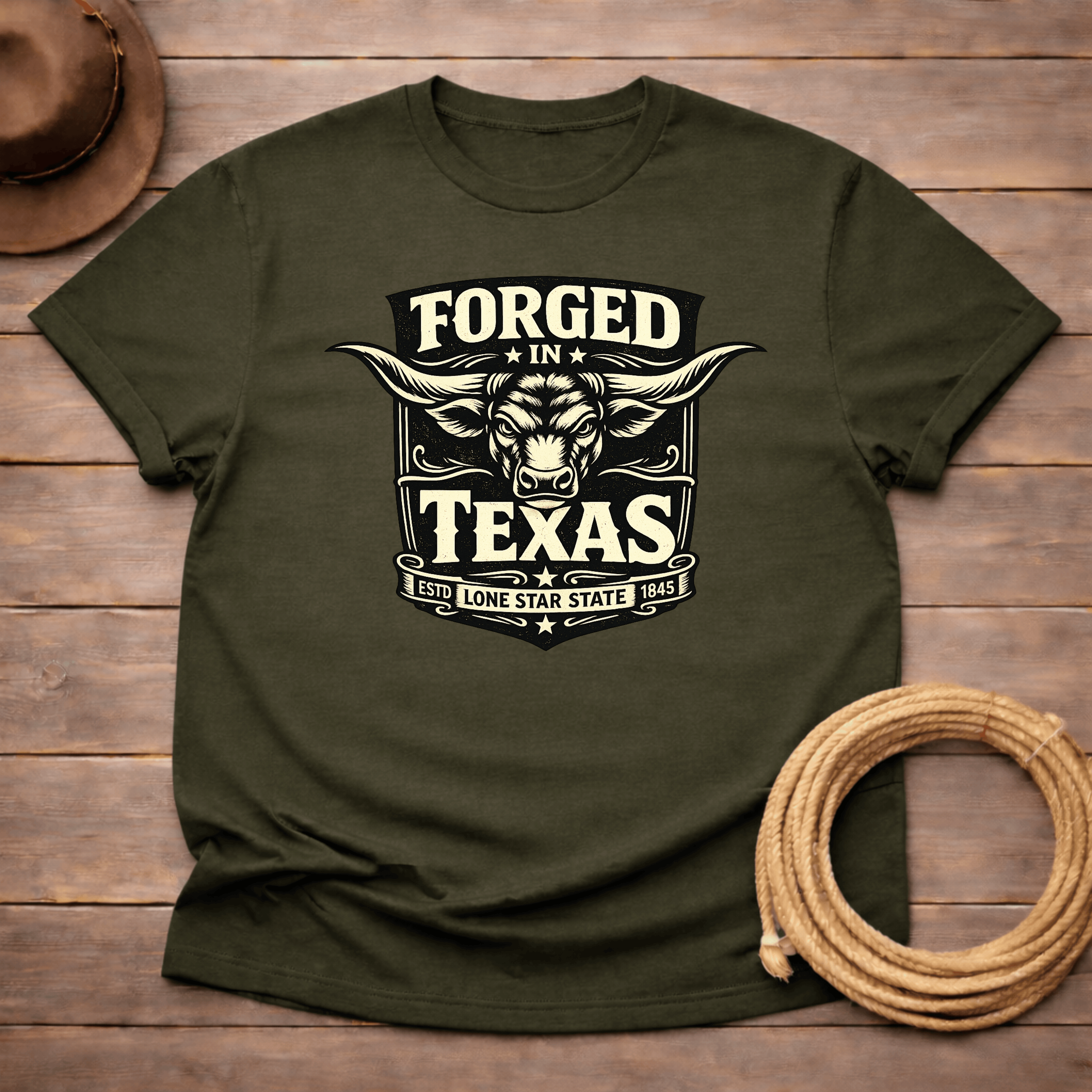 Forged in Texas Longhorn Badge T-shirt