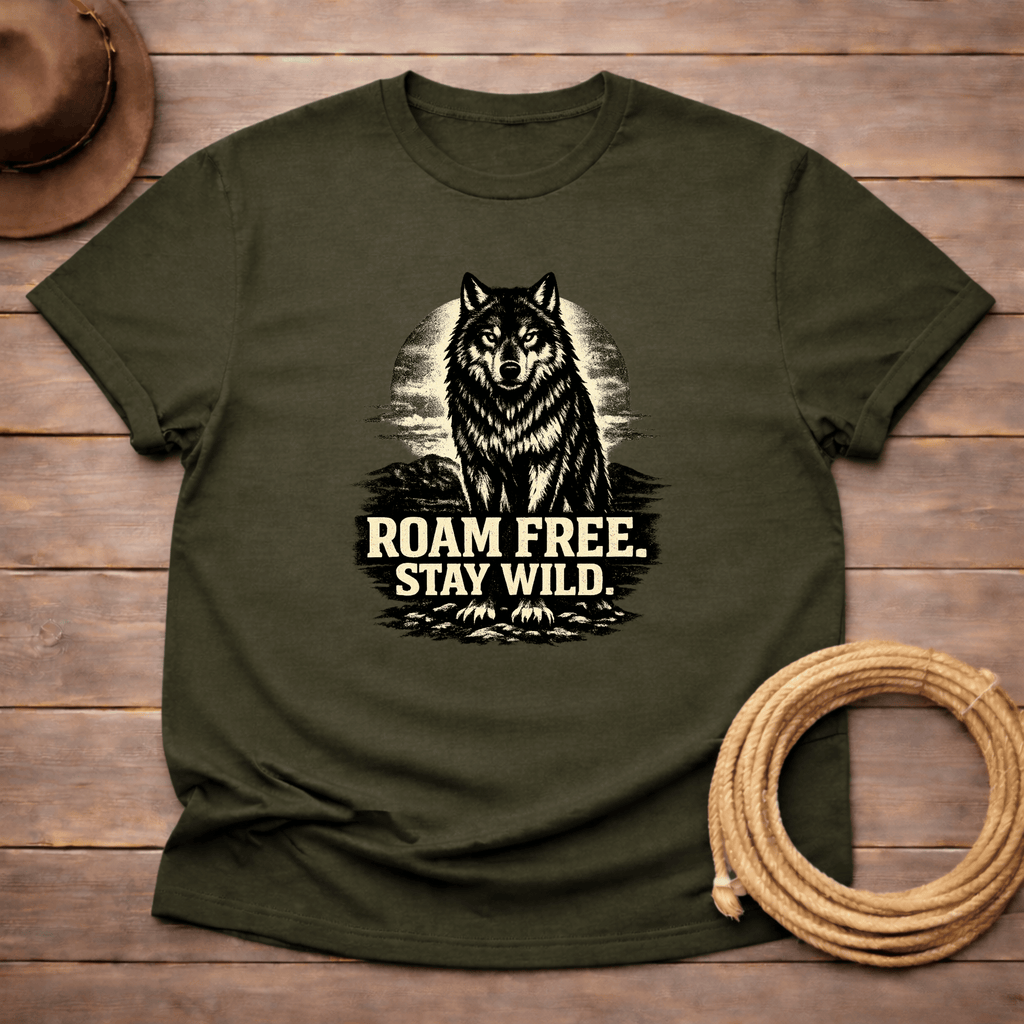 Roam Free Stay Wild Wolf T-shirt