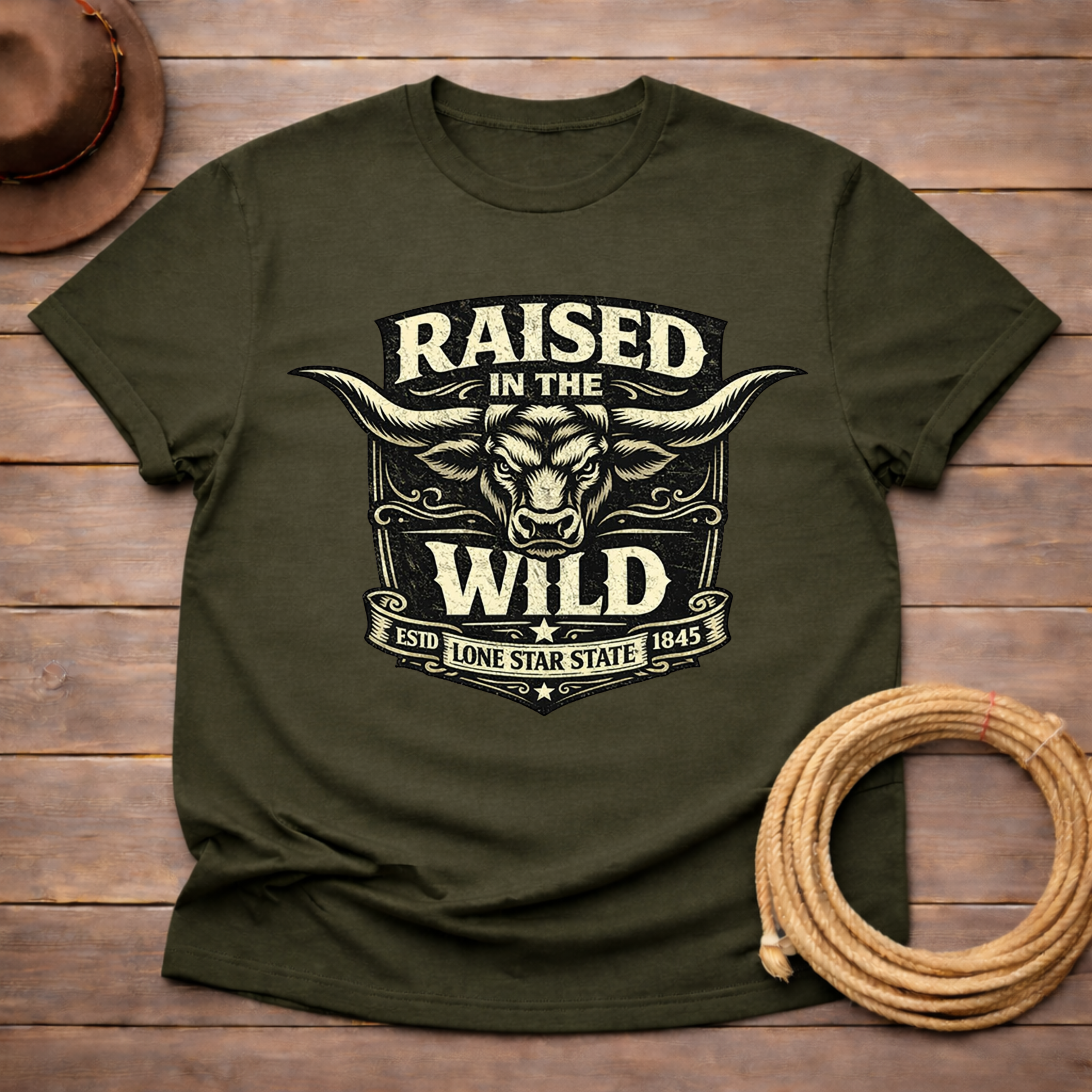 Raised Wild Texas Longhorn Badge T-shirt