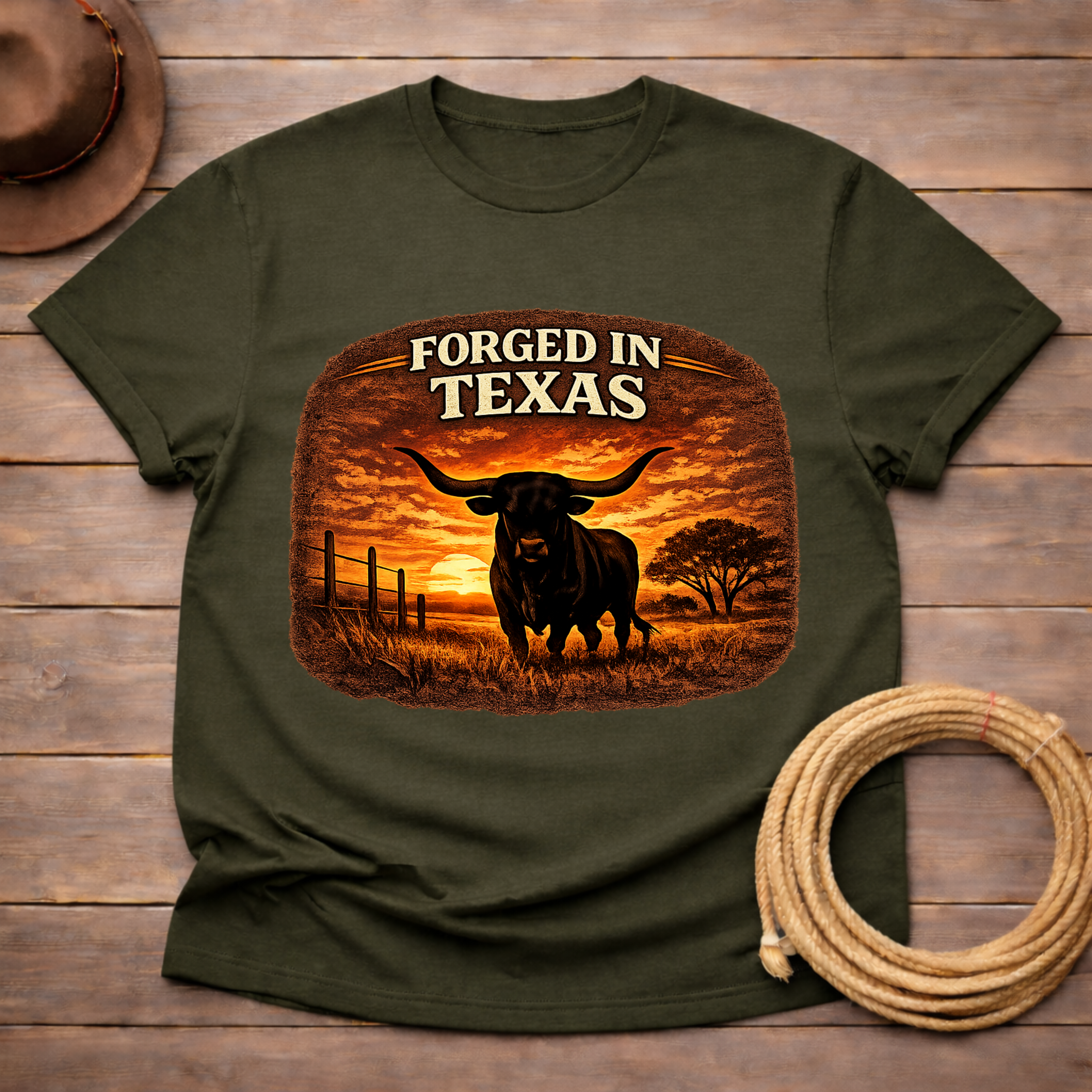 Forged in Texas Longhorn Sunset T-shirt