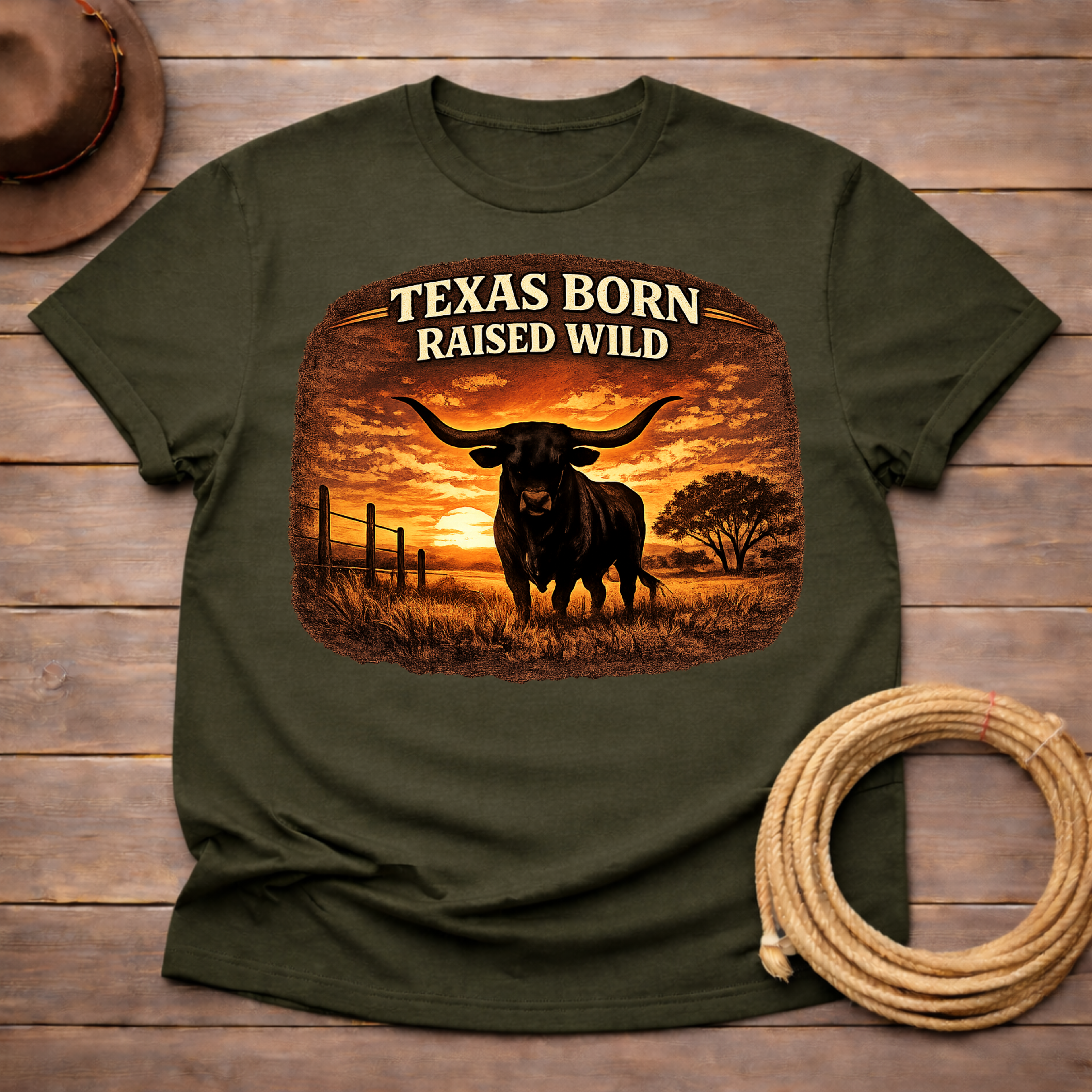Texas Born Longhorn Sunset T-shirt